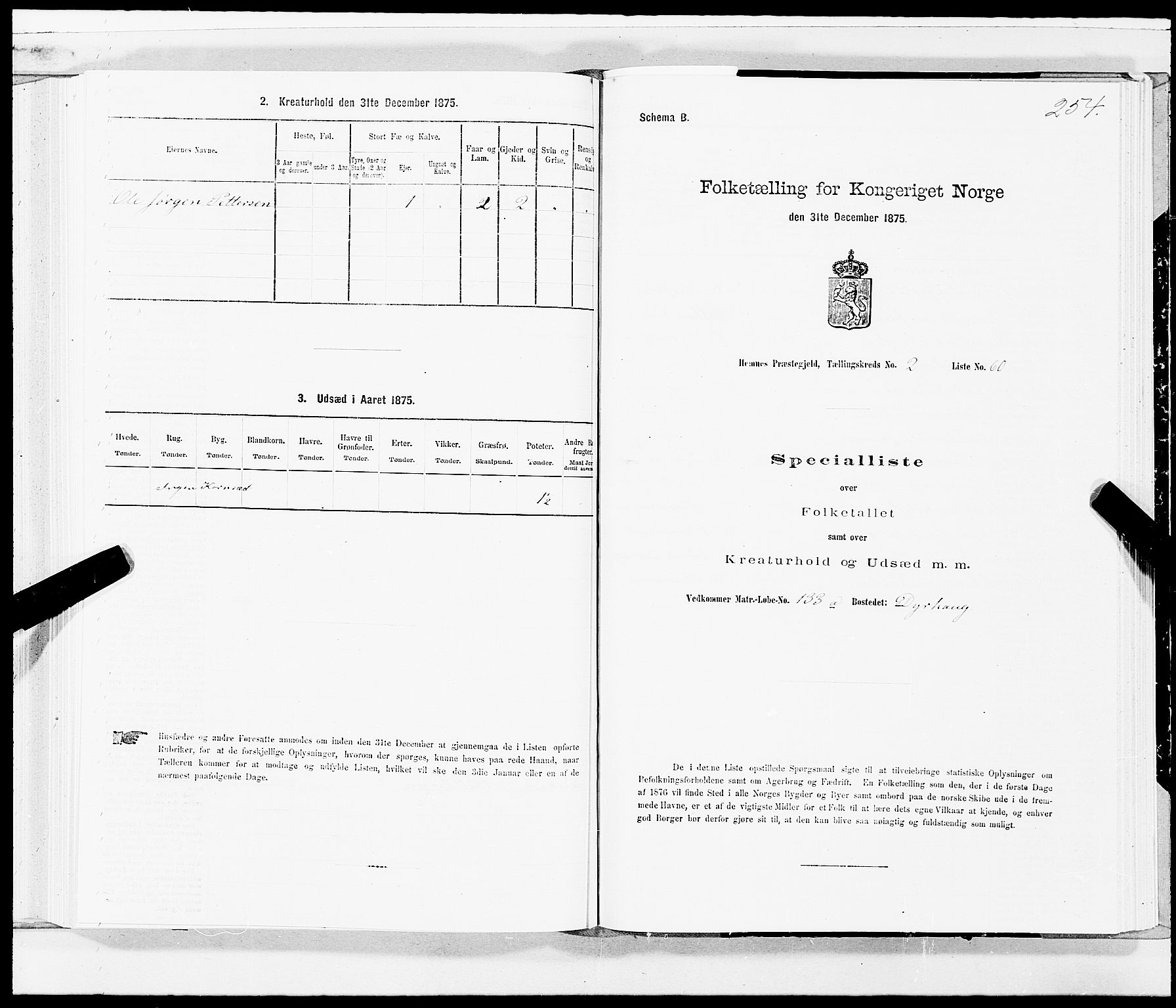 SAT, 1875 census for 1832P Hemnes, 1875, p. 1254
