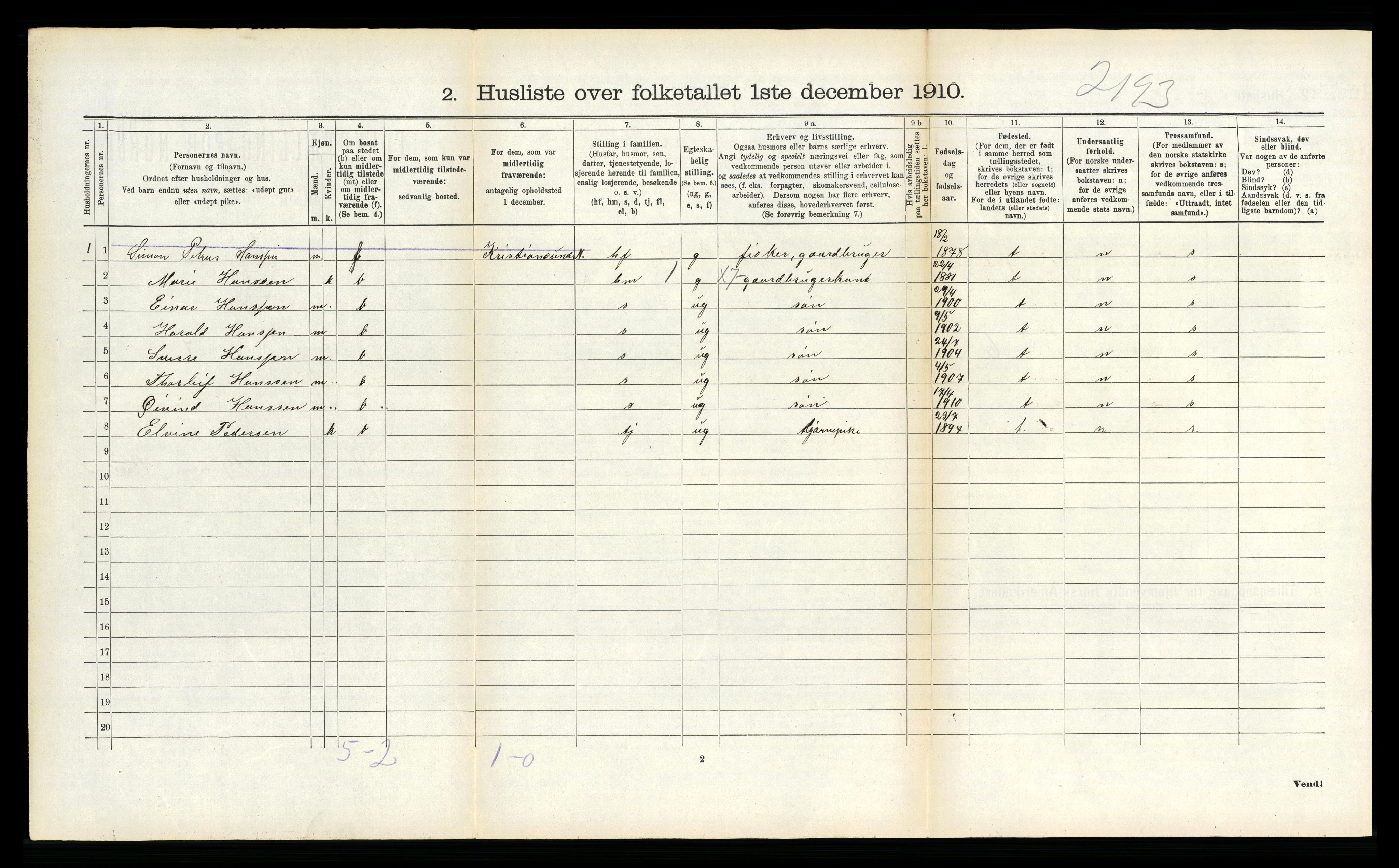 RA, 1910 census for Dverberg, 1910, p. 321