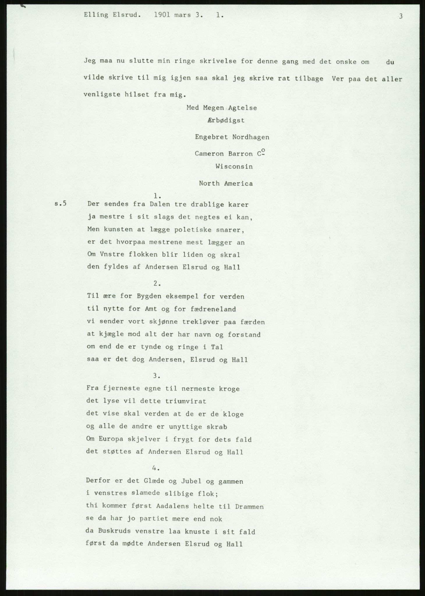 Samlinger til kildeutgivelse, Amerikabrevene, AV/RA-EA-4057/F/L0018: Innlån fra Buskerud: Elsrud, 1838-1914, p. 1051