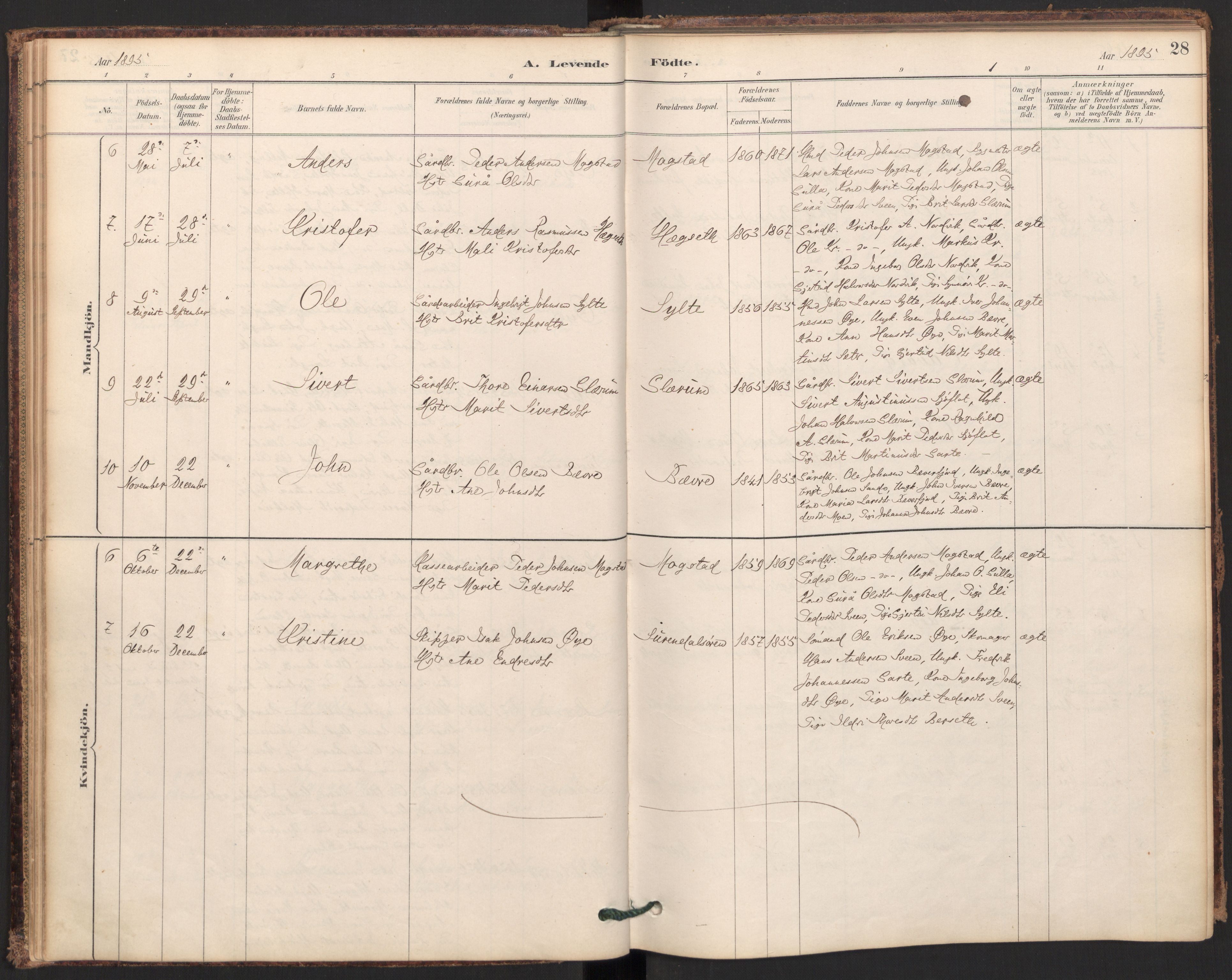 Ministerialprotokoller, klokkerbøker og fødselsregistre - Møre og Romsdal, SAT/A-1454/595/L1047: Parish register (official) no. 595A09, 1885-1900, p. 28