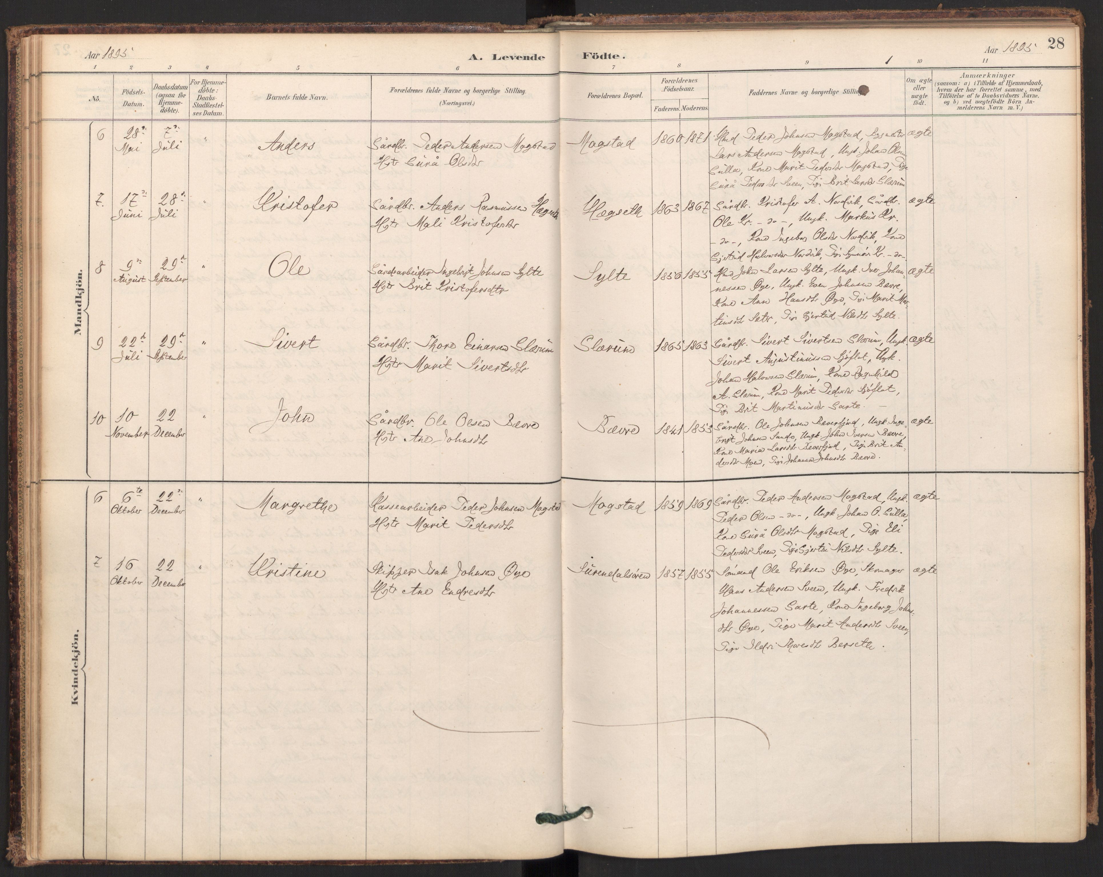 Ministerialprotokoller, klokkerbøker og fødselsregistre - Møre og Romsdal, AV/SAT-A-1454/595/L1047: Parish register (official) no. 595A09, 1885-1900, p. 28