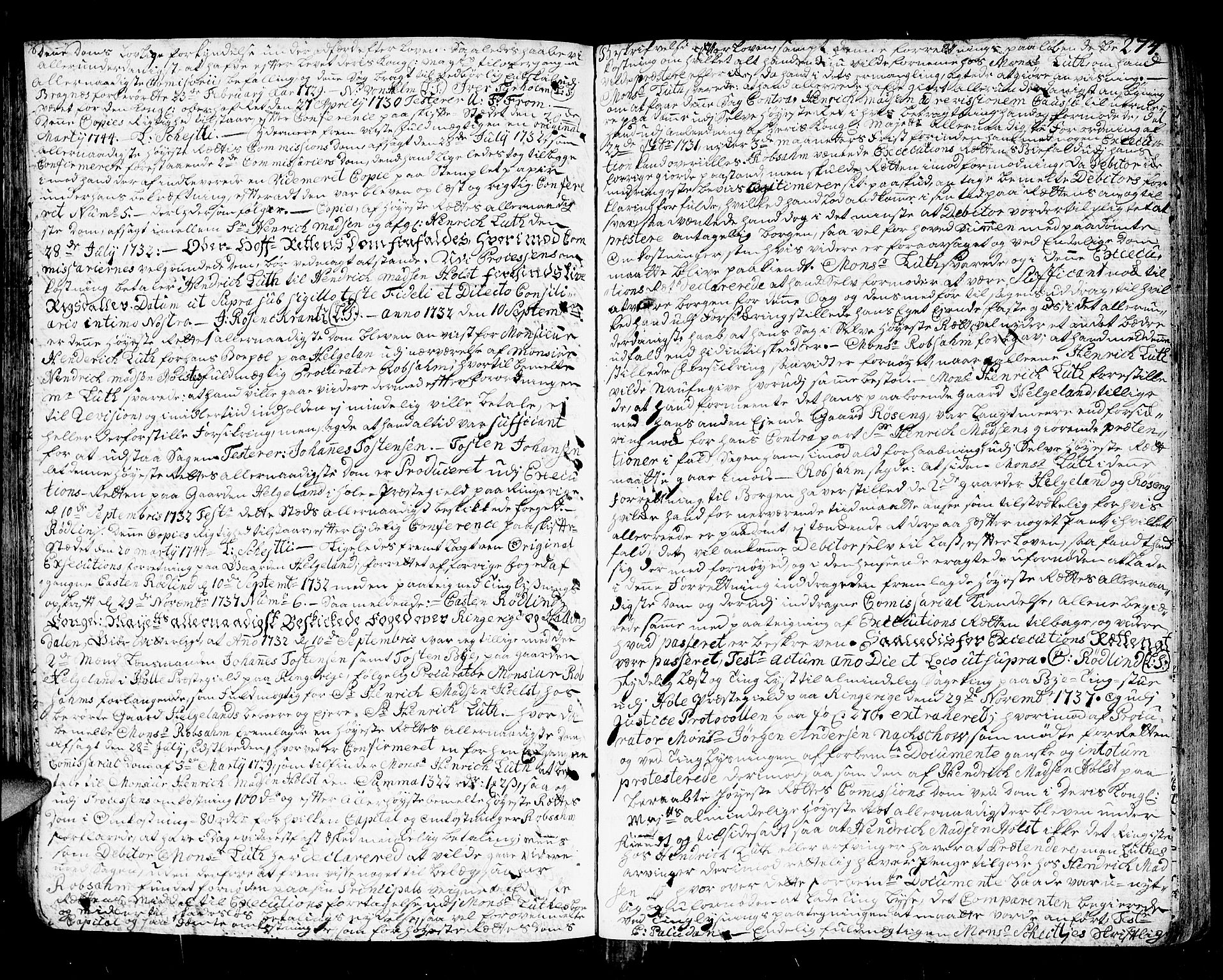 Ringerike og Hallingdal sorenskriveri, SAKO/A-81/H/Ha/L0014: Skifteprotokoll, 1744-1749, p. 273b-274a