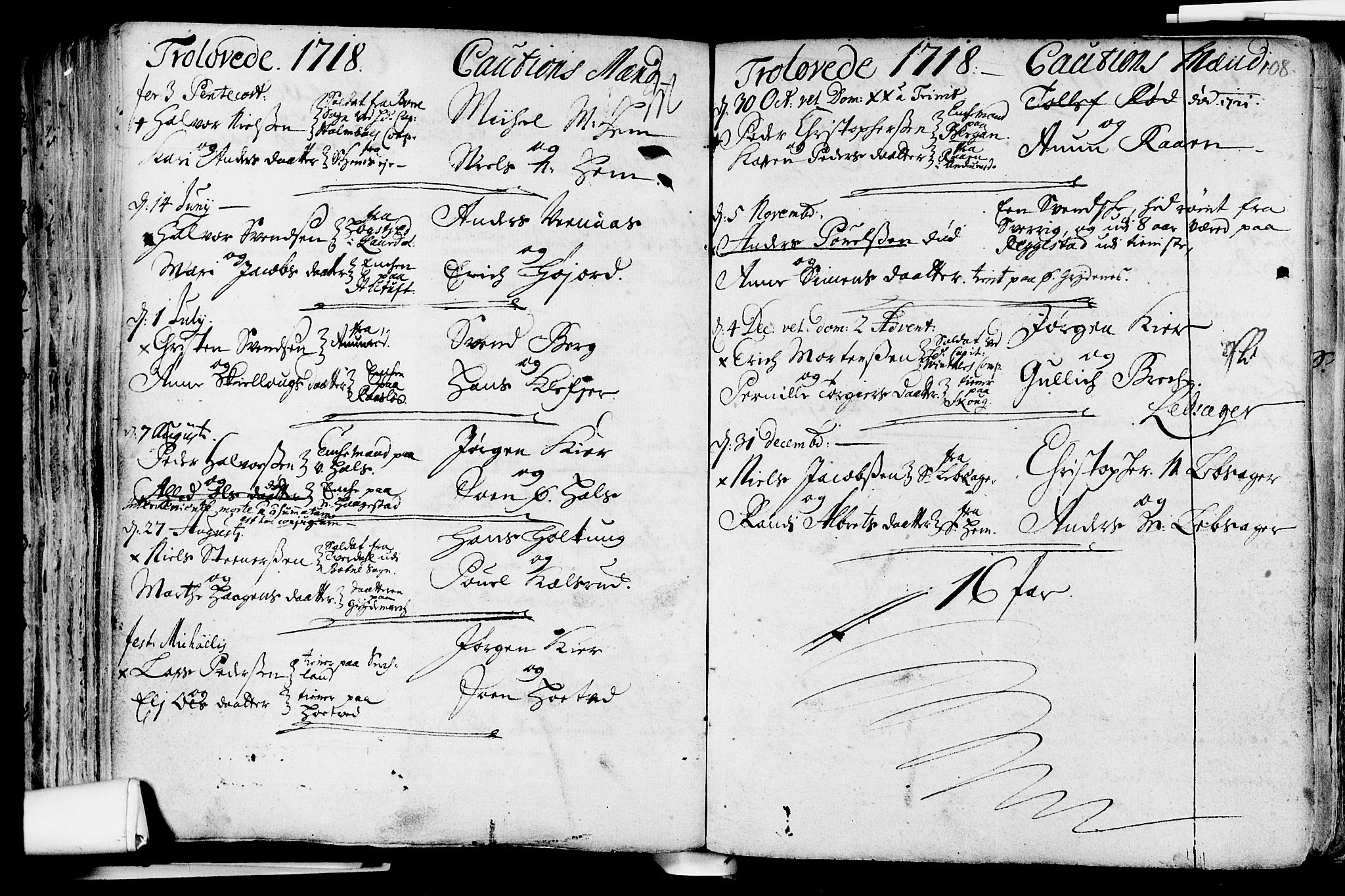 Våle kirkebøker, SAKO/A-334/F/Fa/L0002: Parish register (official) no. I 2, 1705-1732, p. 108