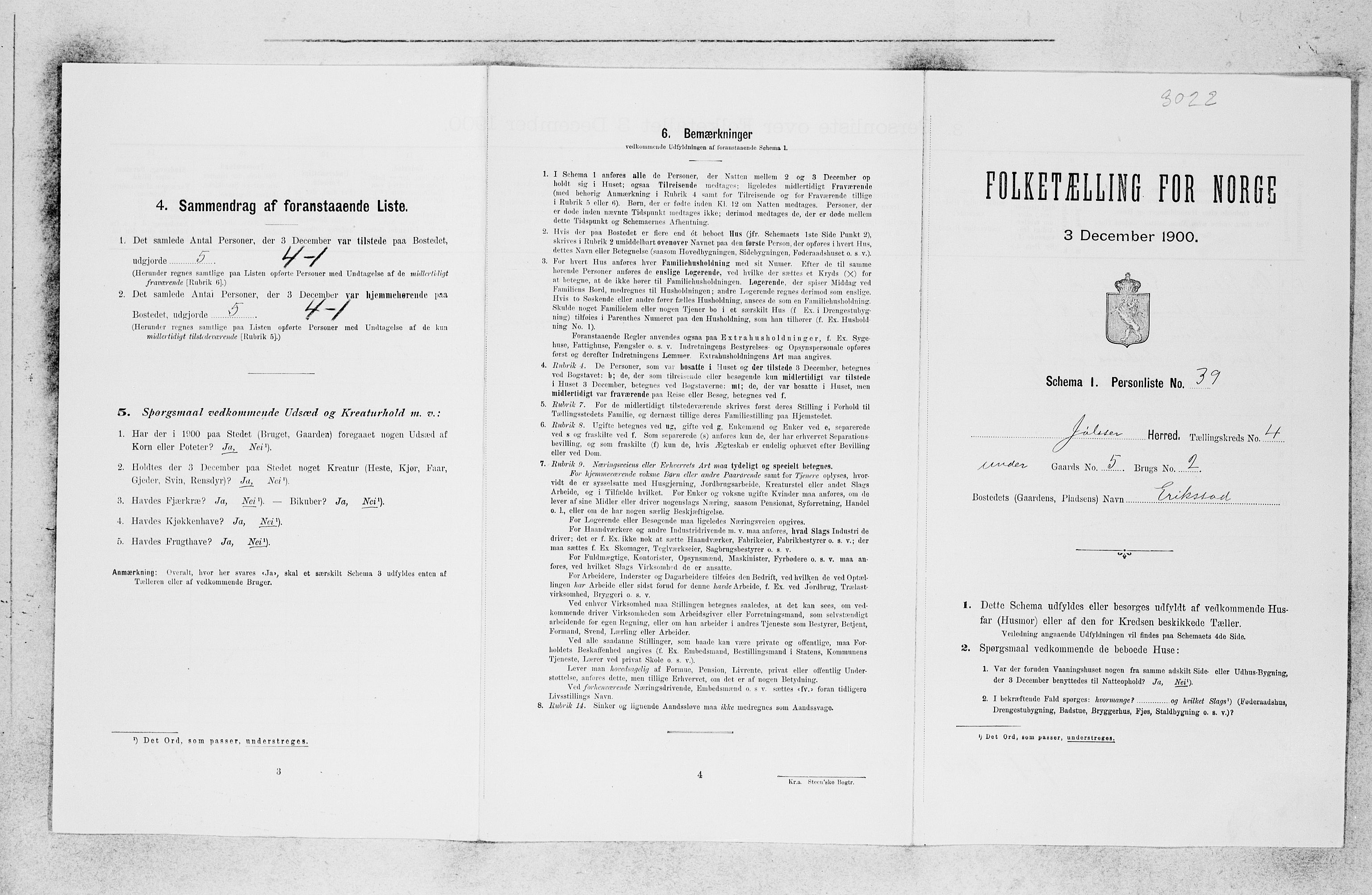 SAB, 1900 census for Jølster, 1900, p. 439