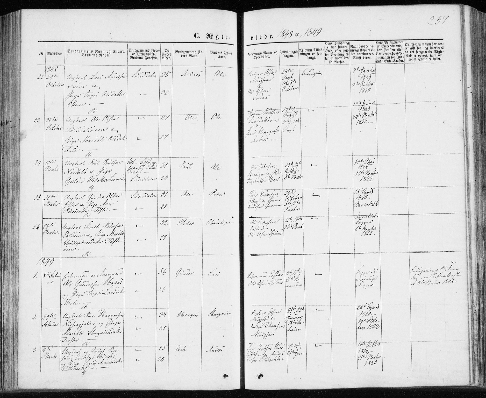 Ministerialprotokoller, klokkerbøker og fødselsregistre - Møre og Romsdal, AV/SAT-A-1454/590/L1013: Parish register (official) no. 590A05, 1847-1877, p. 257