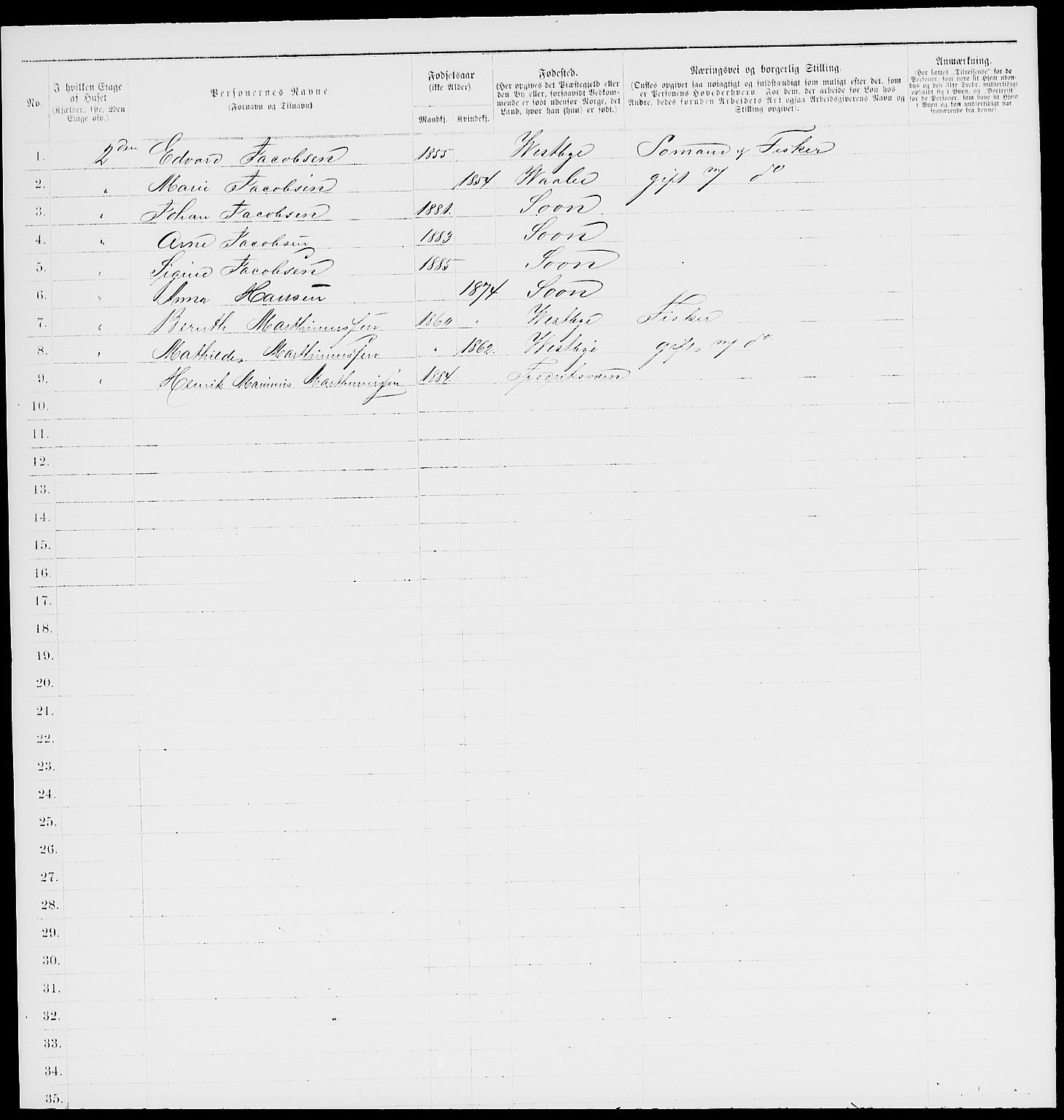 RA, 1885 census for 0201 Son, 1885, p. 49