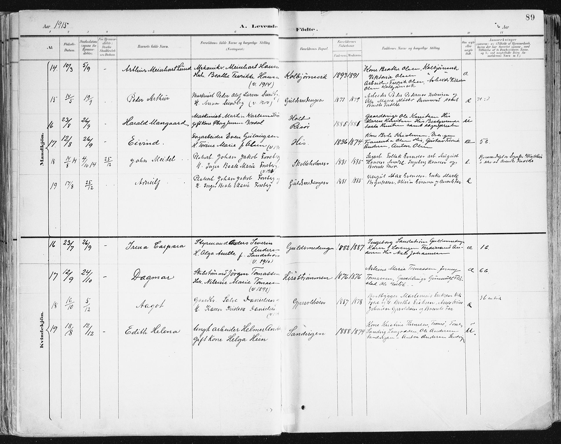 Hisøy sokneprestkontor, SAK/1111-0020/F/Fa/L0004: Parish register (official) no. A 4, 1895-1917, p. 89