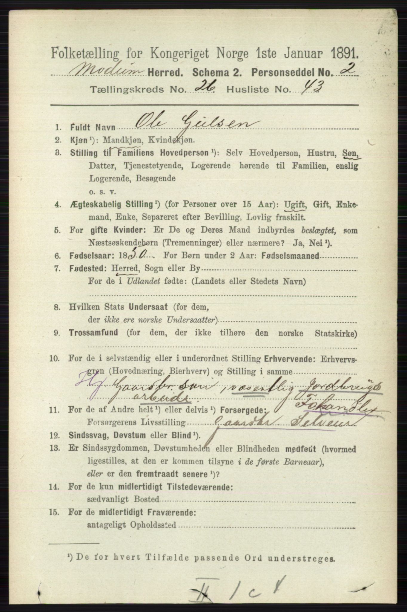 RA, 1891 census for 0623 Modum, 1891, p. 9638