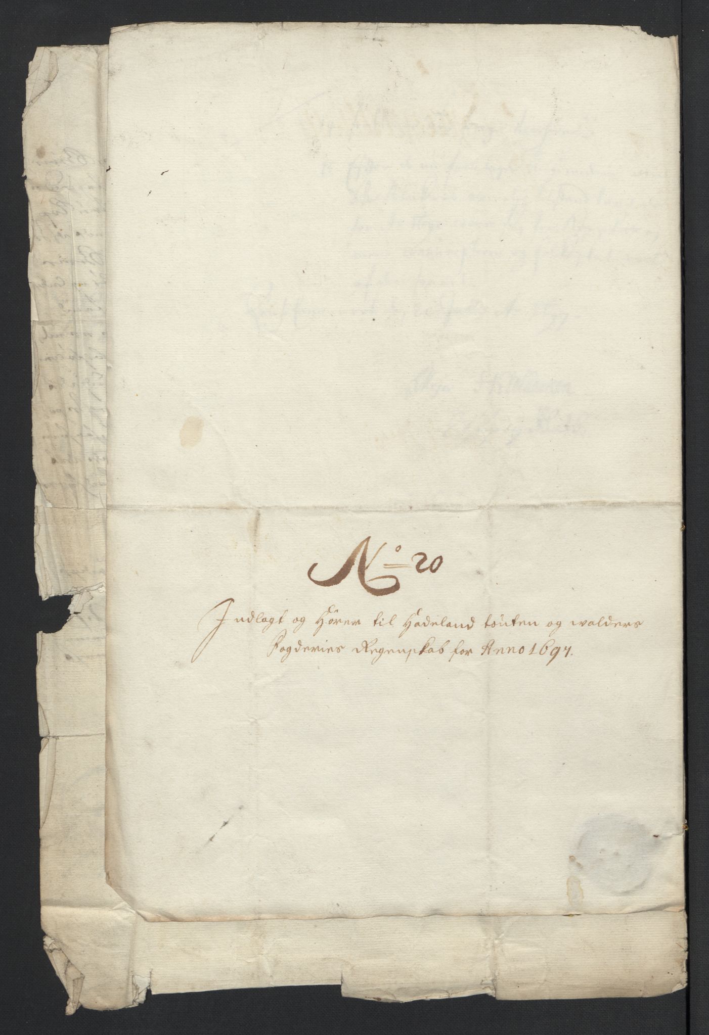 Rentekammeret inntil 1814, Reviderte regnskaper, Fogderegnskap, AV/RA-EA-4092/R18/L1295: Fogderegnskap Hadeland, Toten og Valdres, 1697, p. 262