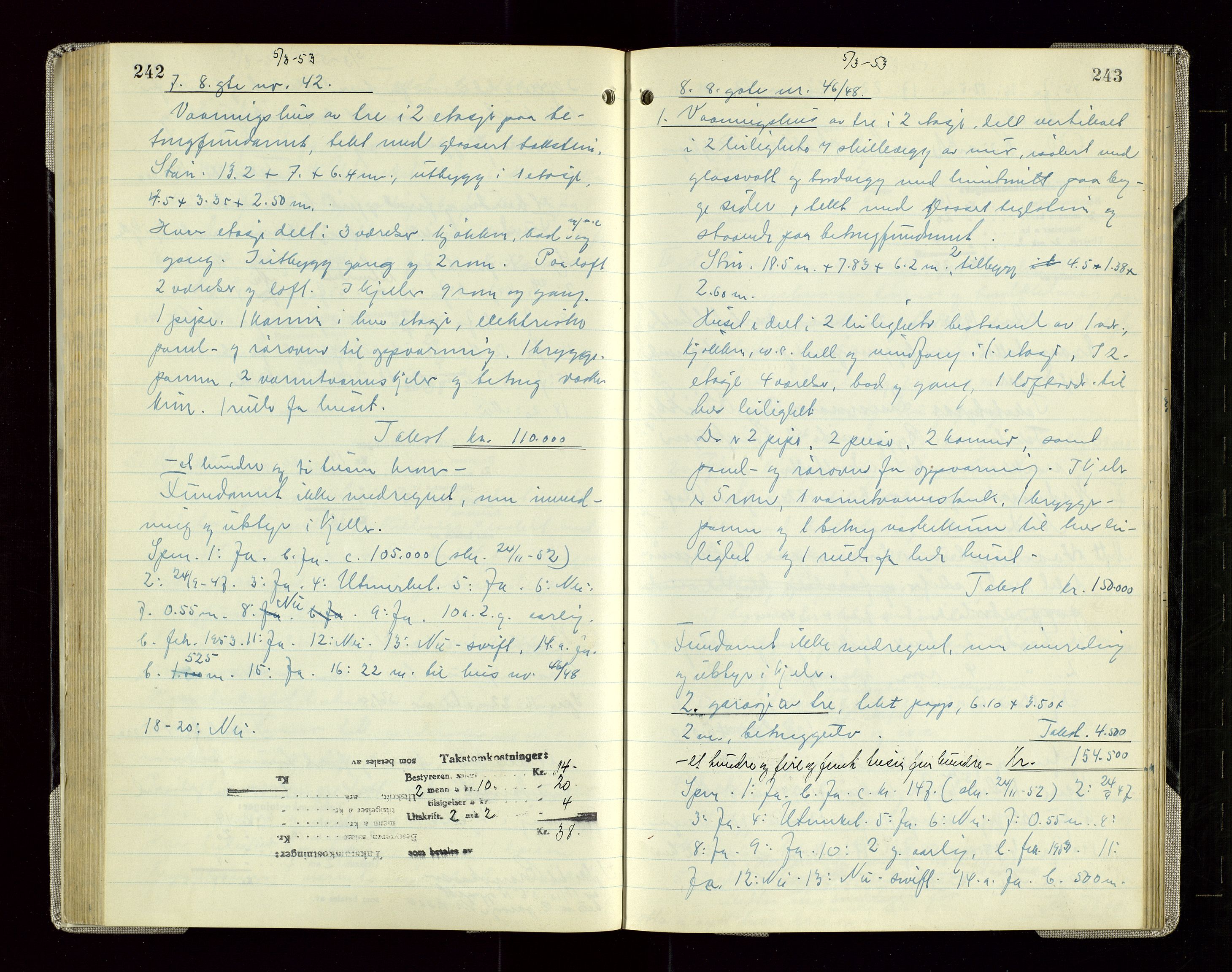 Sauda lensmannskontor, AV/SAST-A-100177/Goa/L0005: "Branntakstprotokoll for Sauda lensmannsdistrikt", 1946-1955, p. 242-243