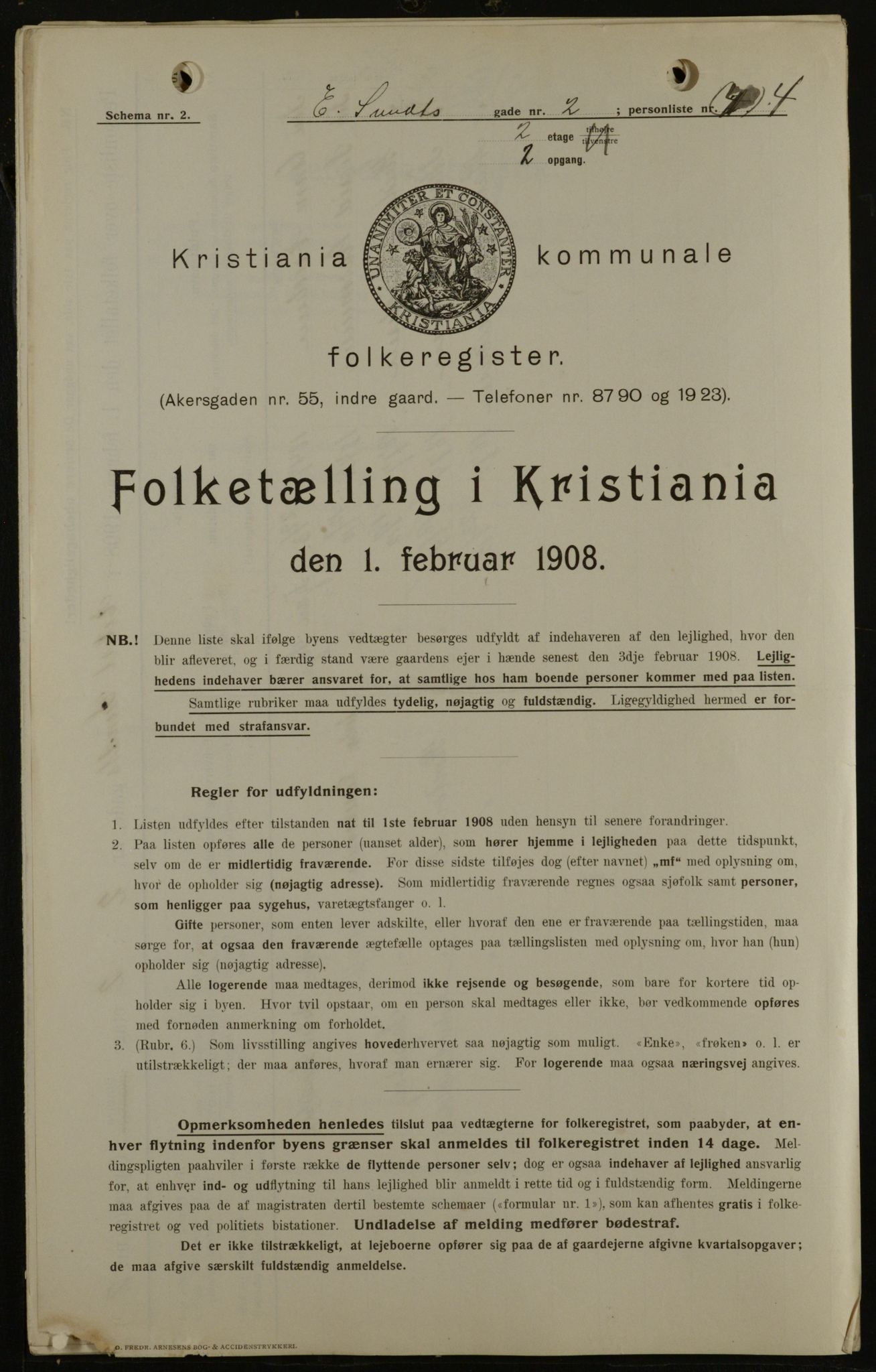 OBA, Municipal Census 1908 for Kristiania, 1908, p. 17344