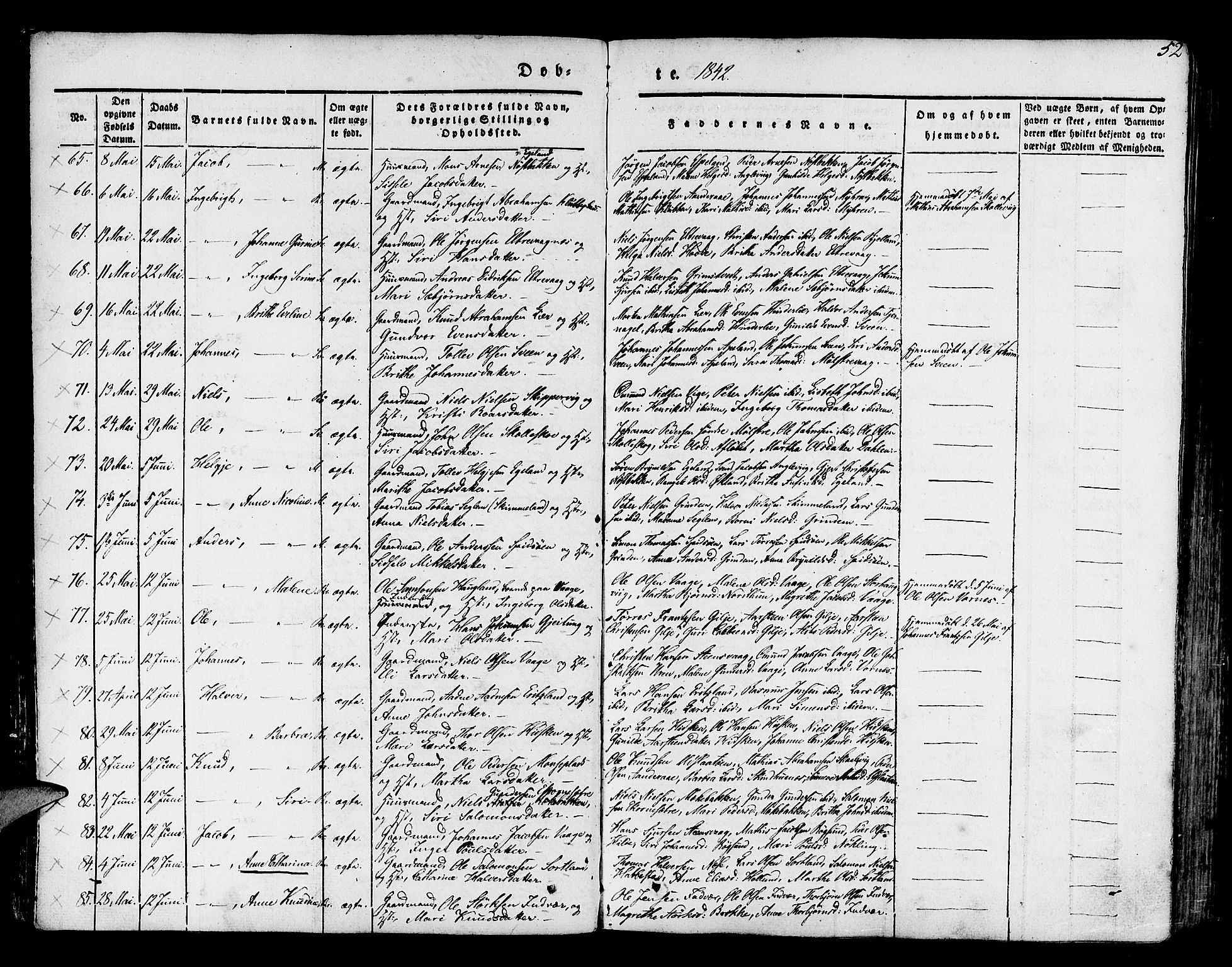 Finnås sokneprestembete, AV/SAB-A-99925/H/Ha/Haa/Haaa/L0006: Parish register (official) no. A 6, 1836-1850, p. 52