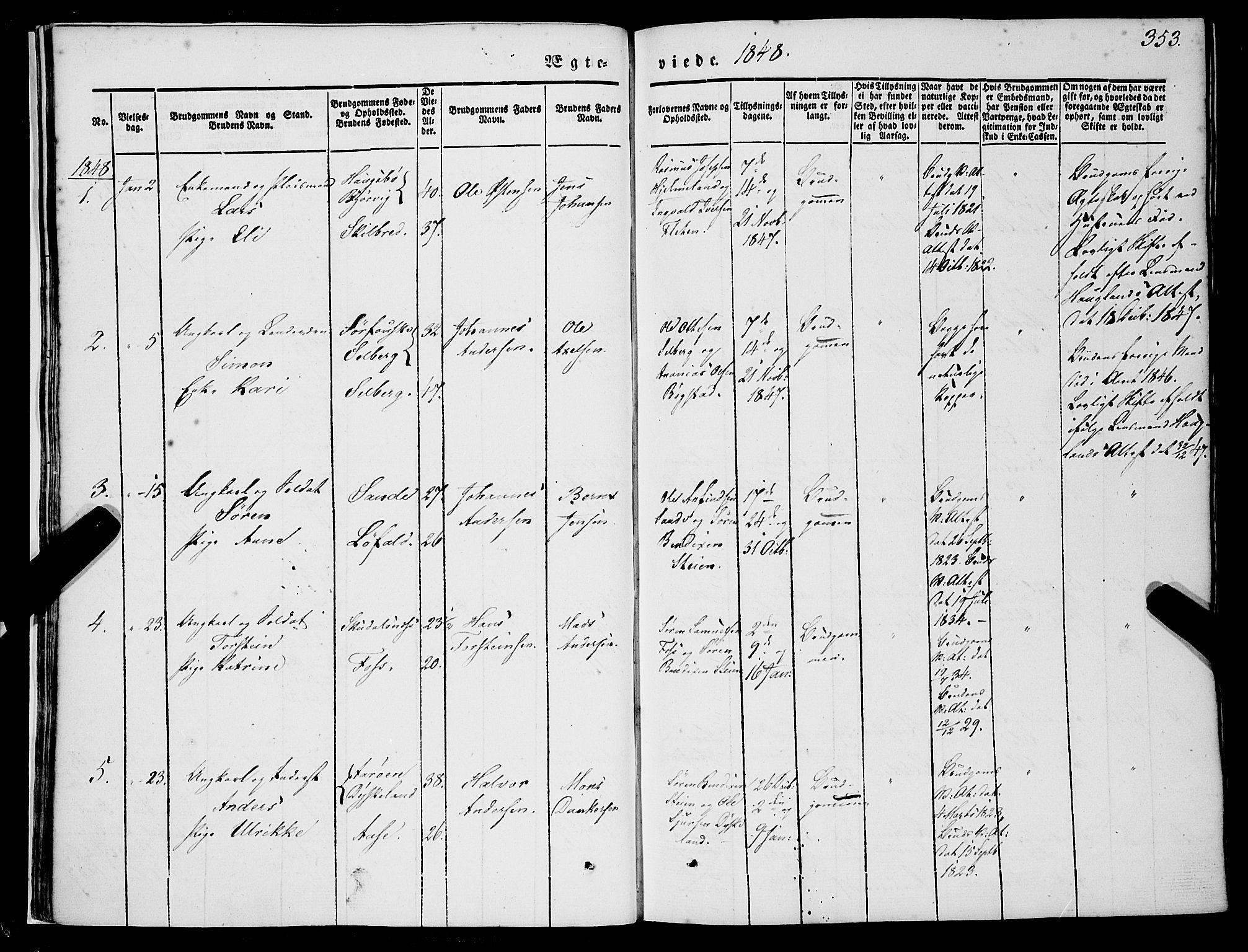 Gaular sokneprestembete, SAB/A-80001/H/Haa: Parish register (official) no. A 4II, 1841-1859, p. 353