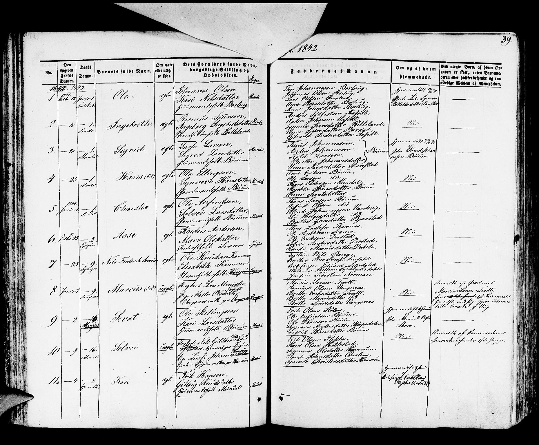 Leikanger sokneprestembete, AV/SAB-A-81001/H/Haa/Haaa/L0007: Parish register (official) no. A 7, 1838-1851, p. 39