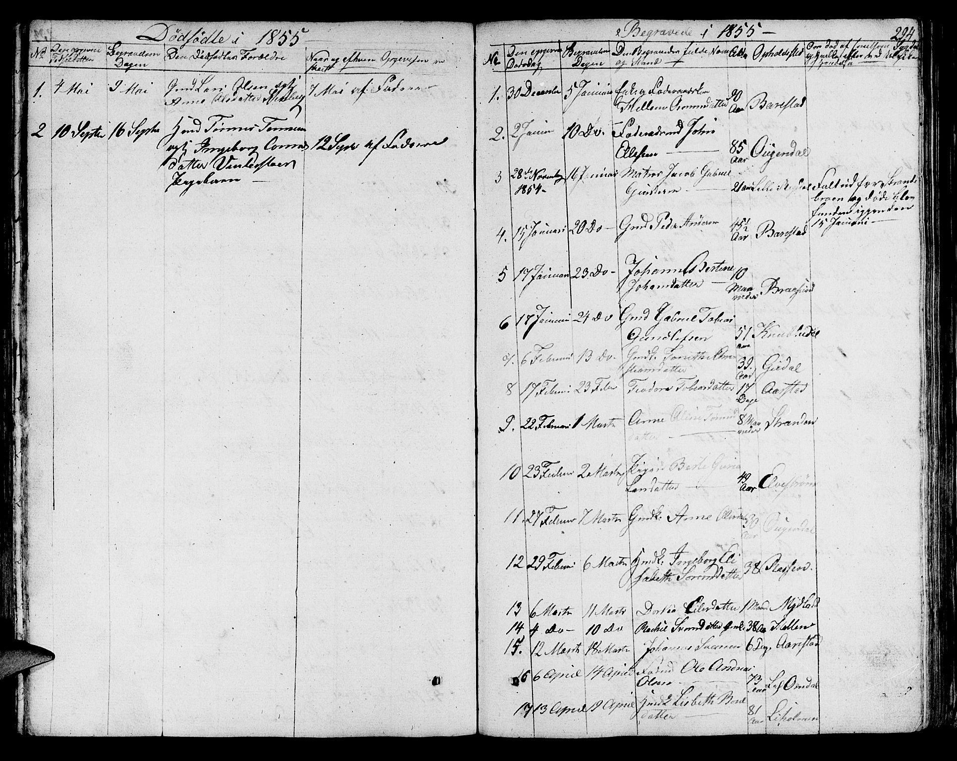 Sokndal sokneprestkontor, SAST/A-101808: Parish register (copy) no. B 2, 1849-1865, p. 294