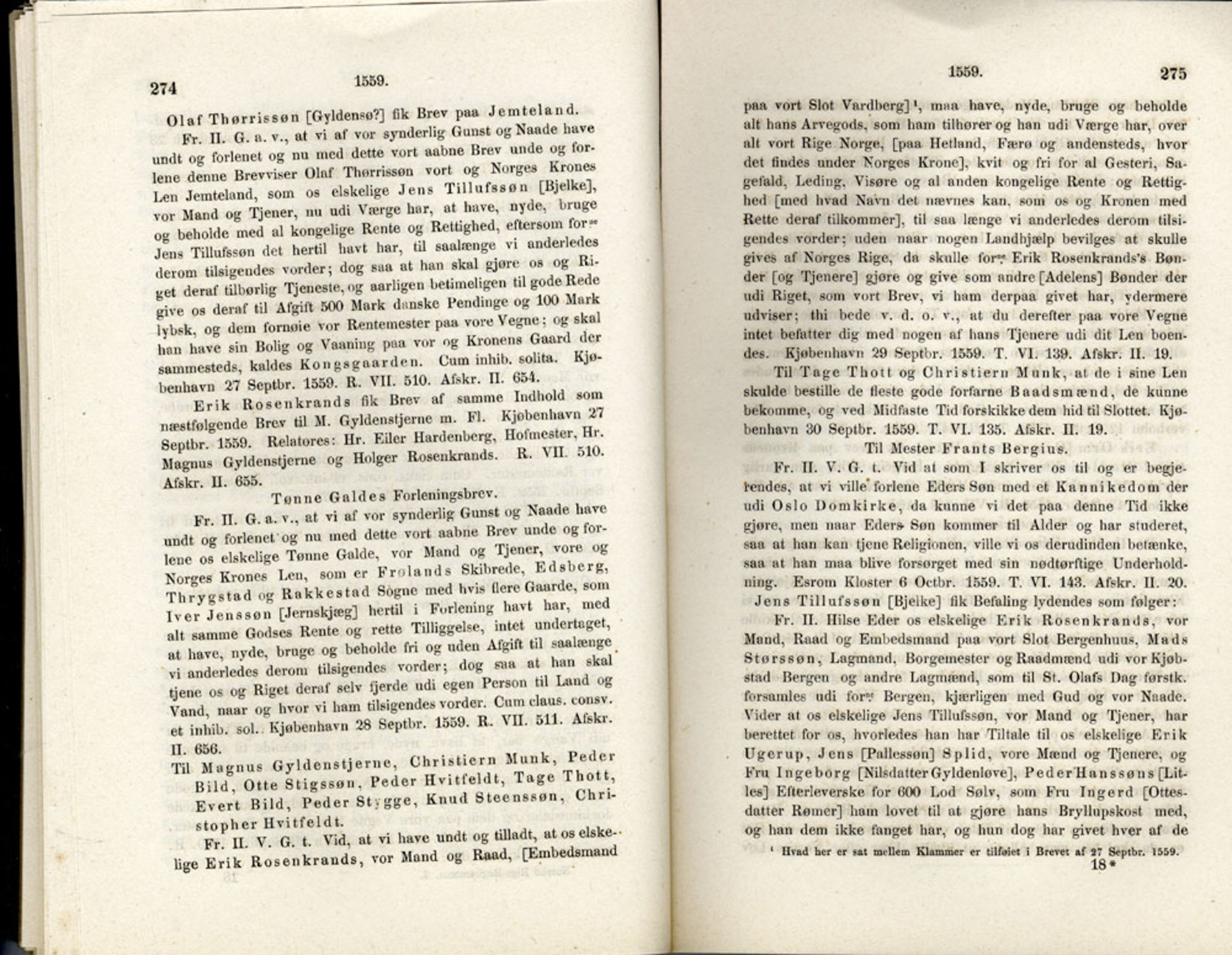 Publikasjoner utgitt av Det Norske Historiske Kildeskriftfond, PUBL/-/-/-: Norske Rigs-Registranter, bind 1, 1523-1571, p. 274-275