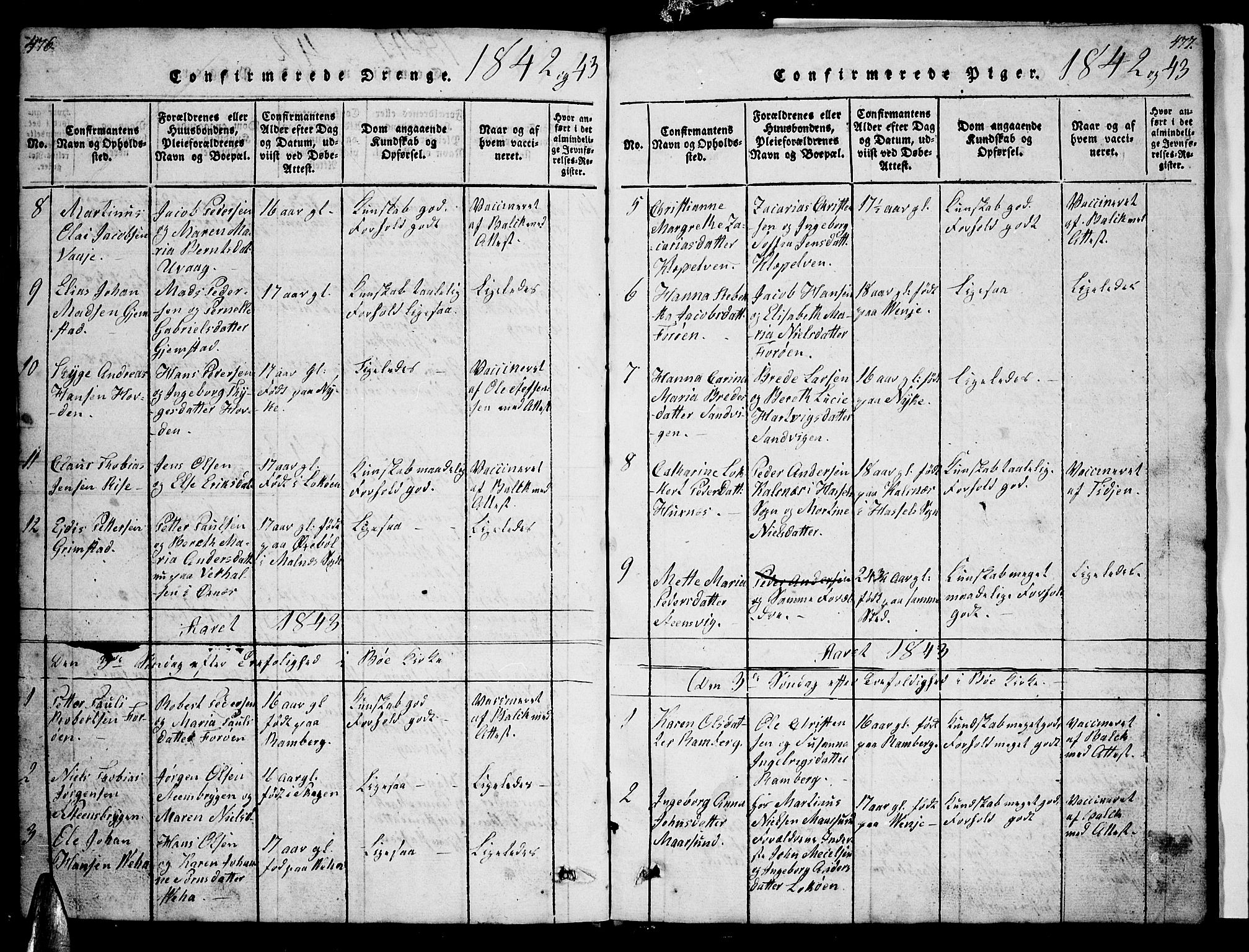 Ministerialprotokoller, klokkerbøker og fødselsregistre - Nordland, SAT/A-1459/891/L1312: Parish register (copy) no. 891C01, 1820-1856, p. 476-477