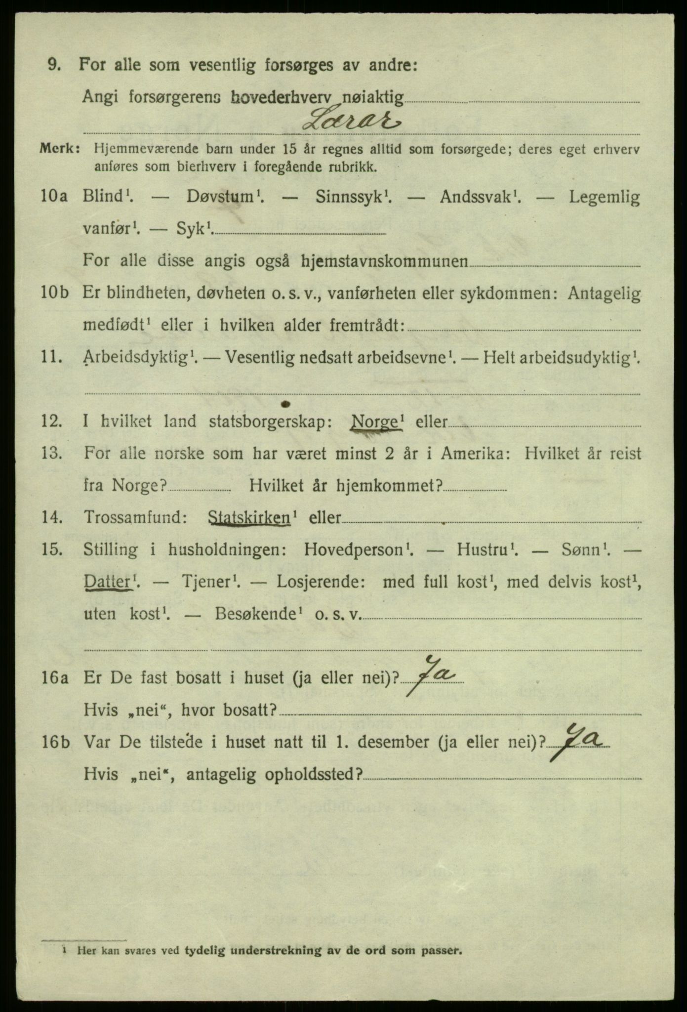 SAB, 1920 census for Vik, 1920, p. 5524