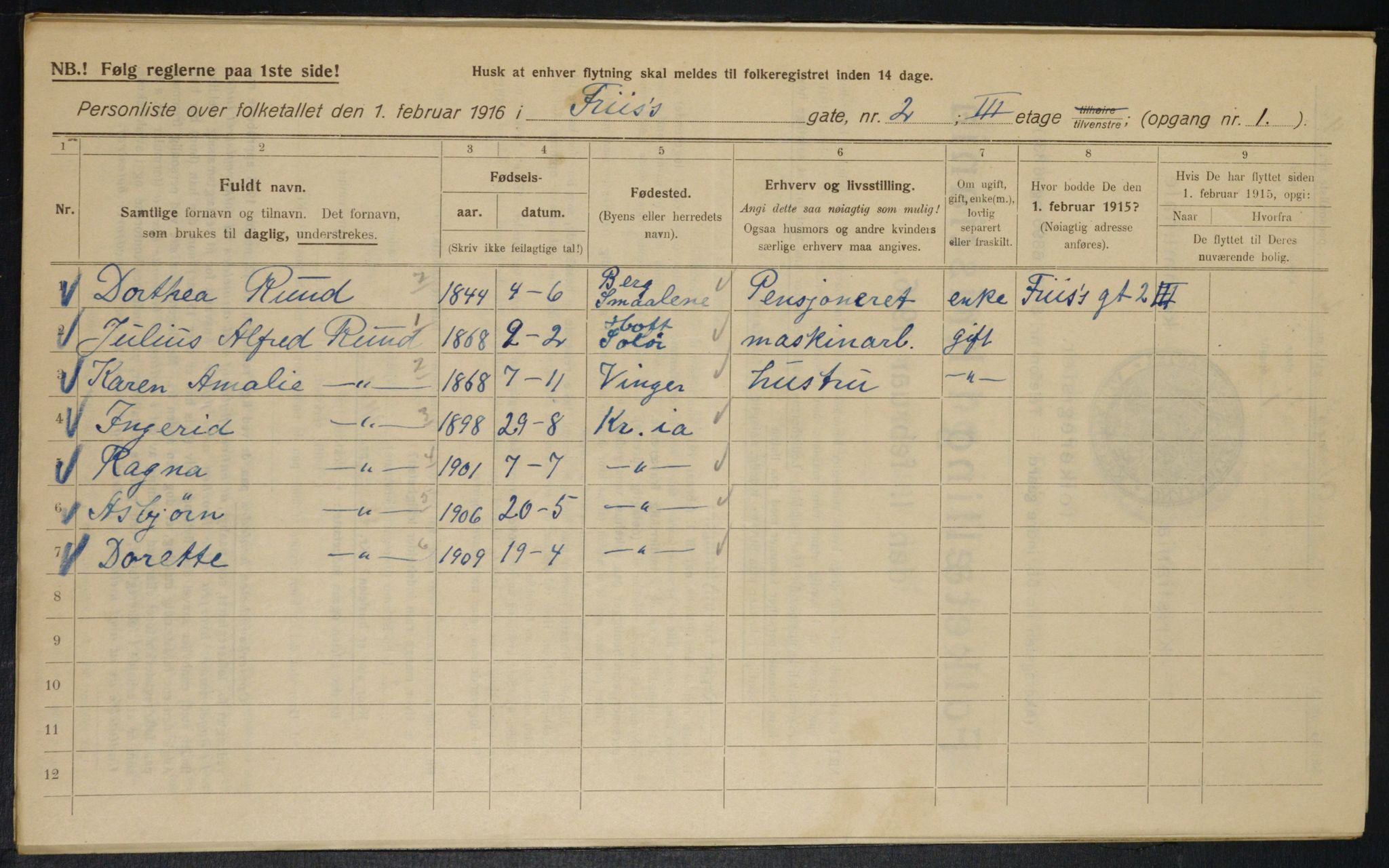 OBA, Municipal Census 1916 for Kristiania, 1916, p. 27326