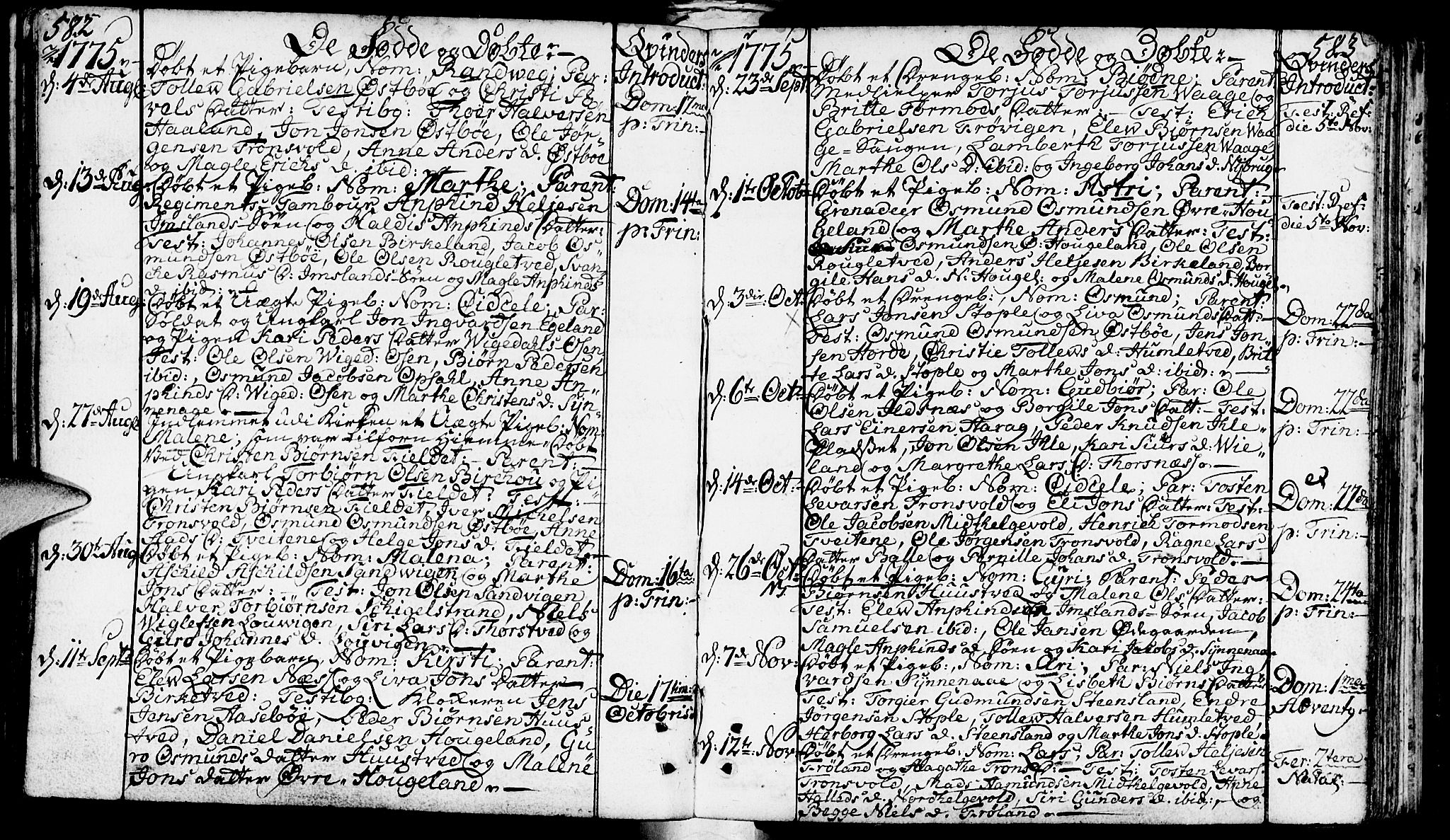 Vikedal sokneprestkontor, AV/SAST-A-101840/01/IV: Parish register (official) no. A 1, 1737-1778, p. 582-583