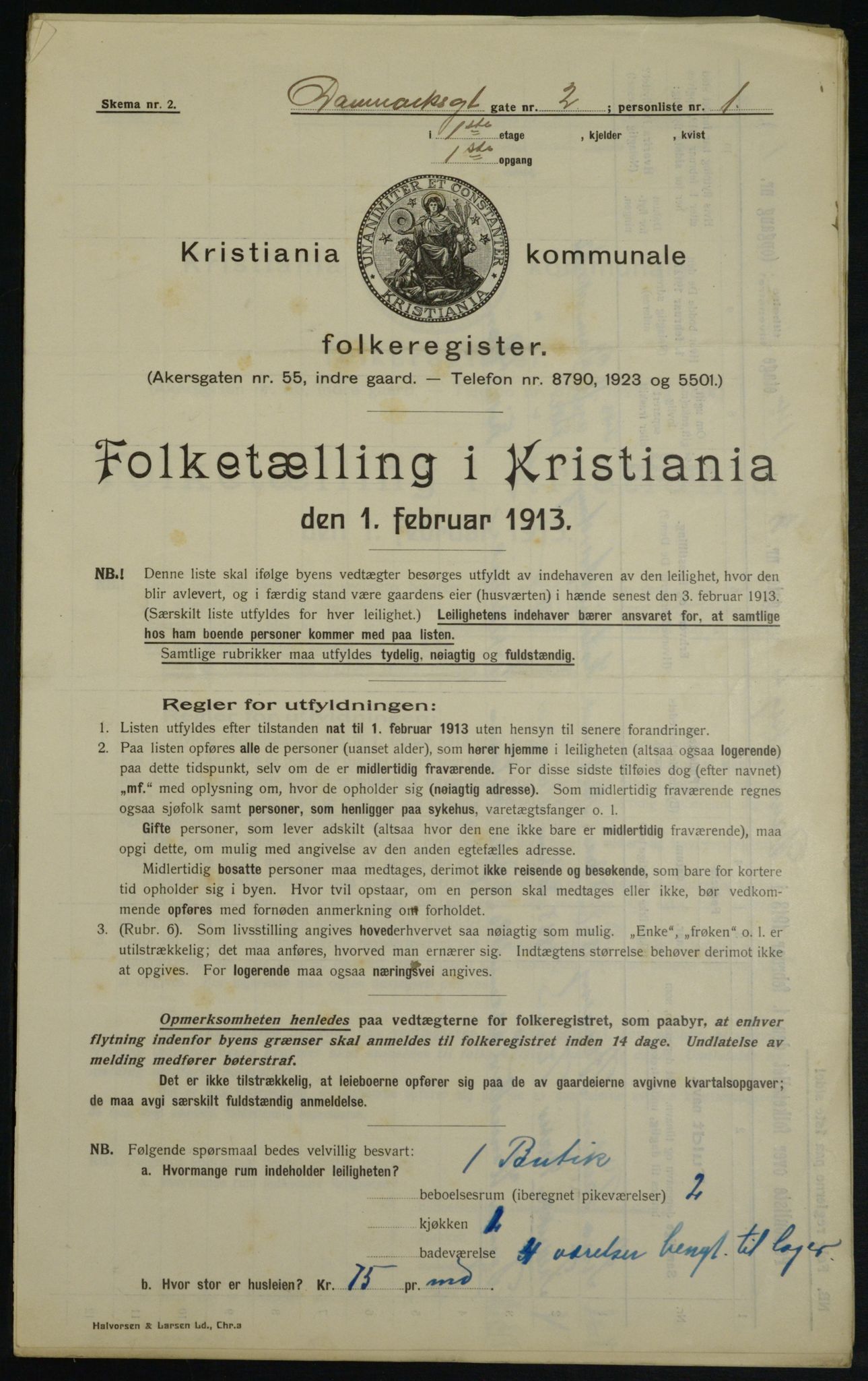 OBA, Municipal Census 1913 for Kristiania, 1913, p. 14608