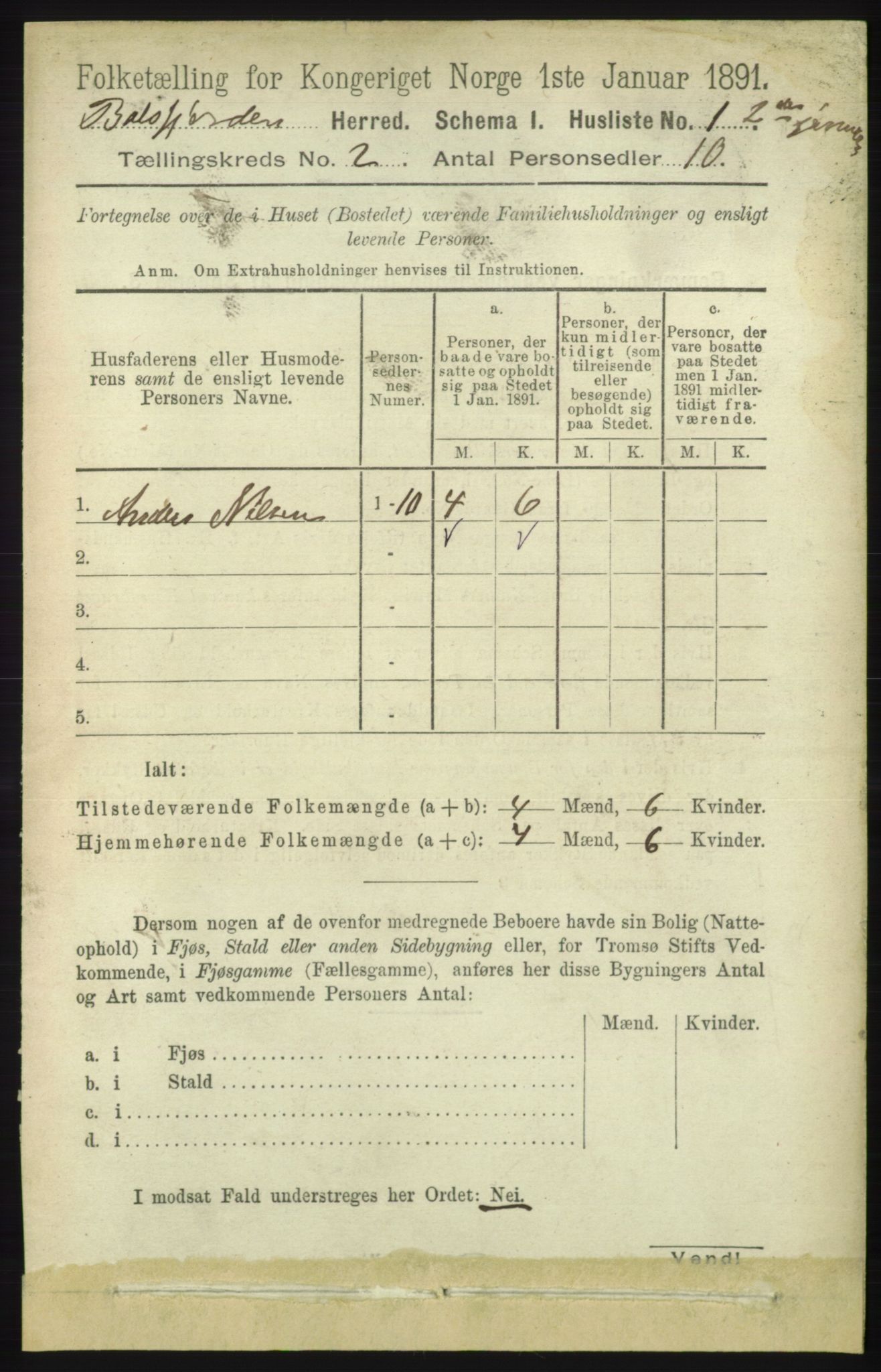 RA, 1891 census for 1933 Balsfjord, 1891, p. 476