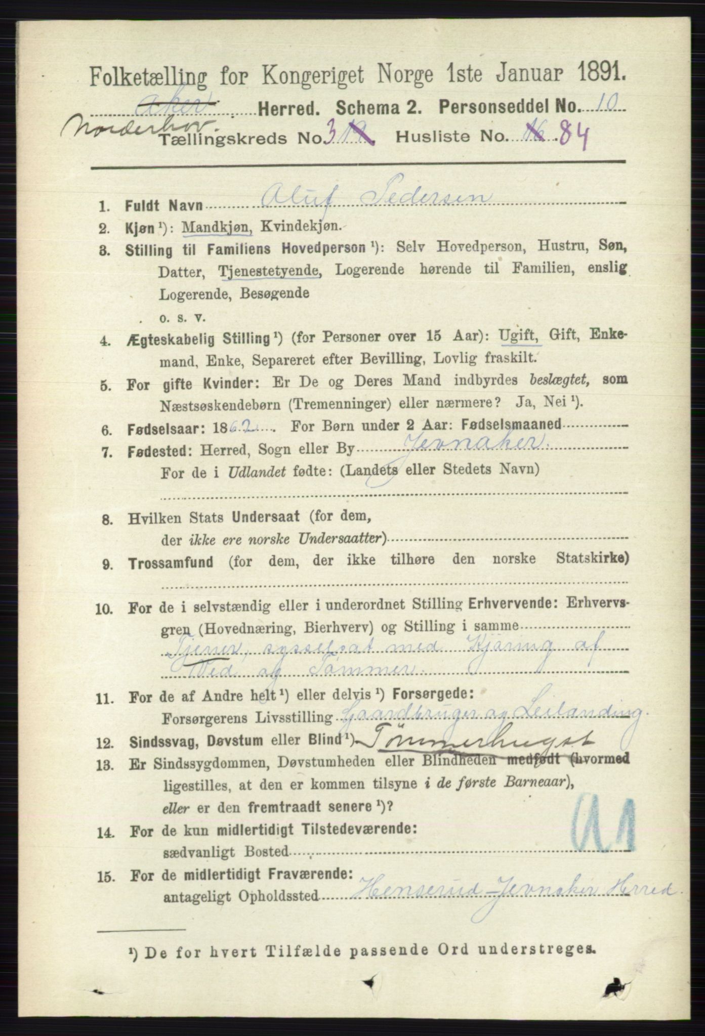 RA, 1891 census for 0613 Norderhov, 1891, p. 1680