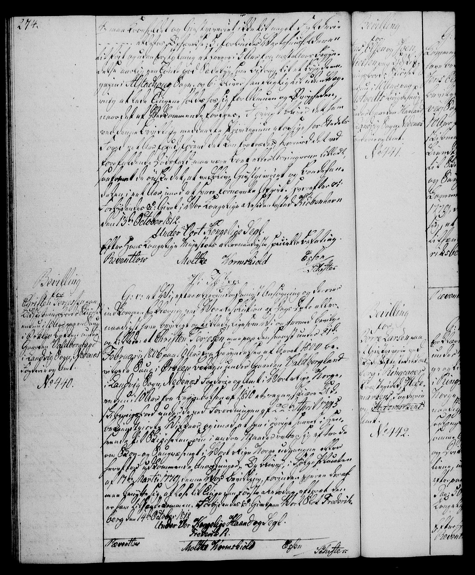 Rentekammeret, Kammerkanselliet, AV/RA-EA-3111/G/Gg/Gga/L0020: Norsk ekspedisjonsprotokoll med register (merket RK 53.20), 1811-1814, p. 274