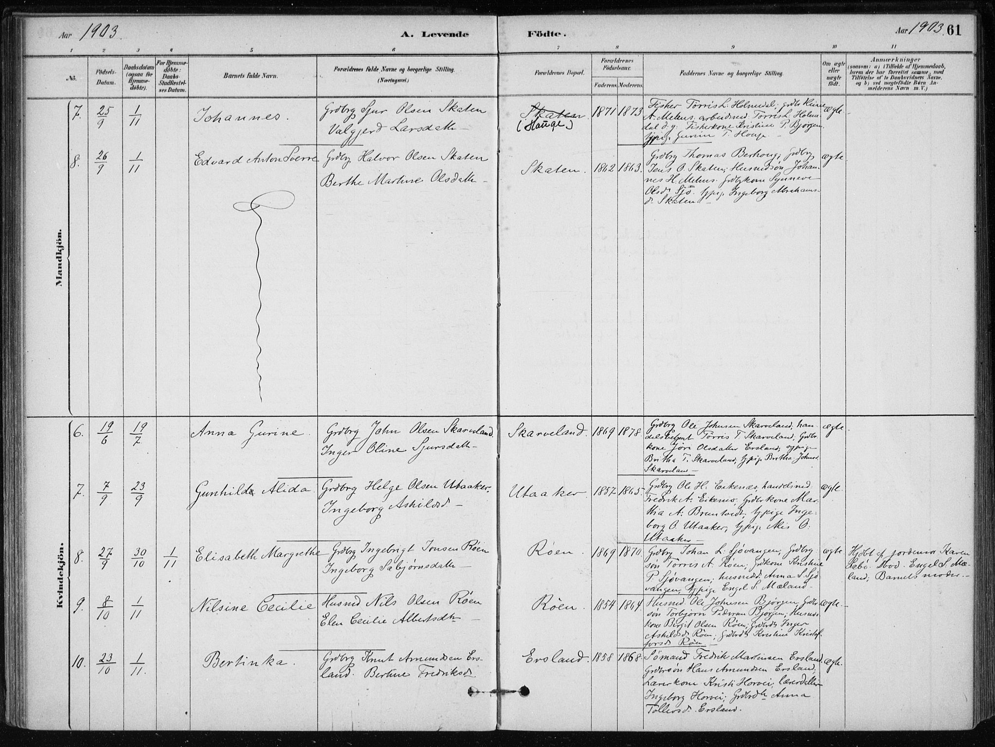 Skånevik sokneprestembete, SAB/A-77801/H/Haa: Parish register (official) no. C  1, 1879-1917, p. 61