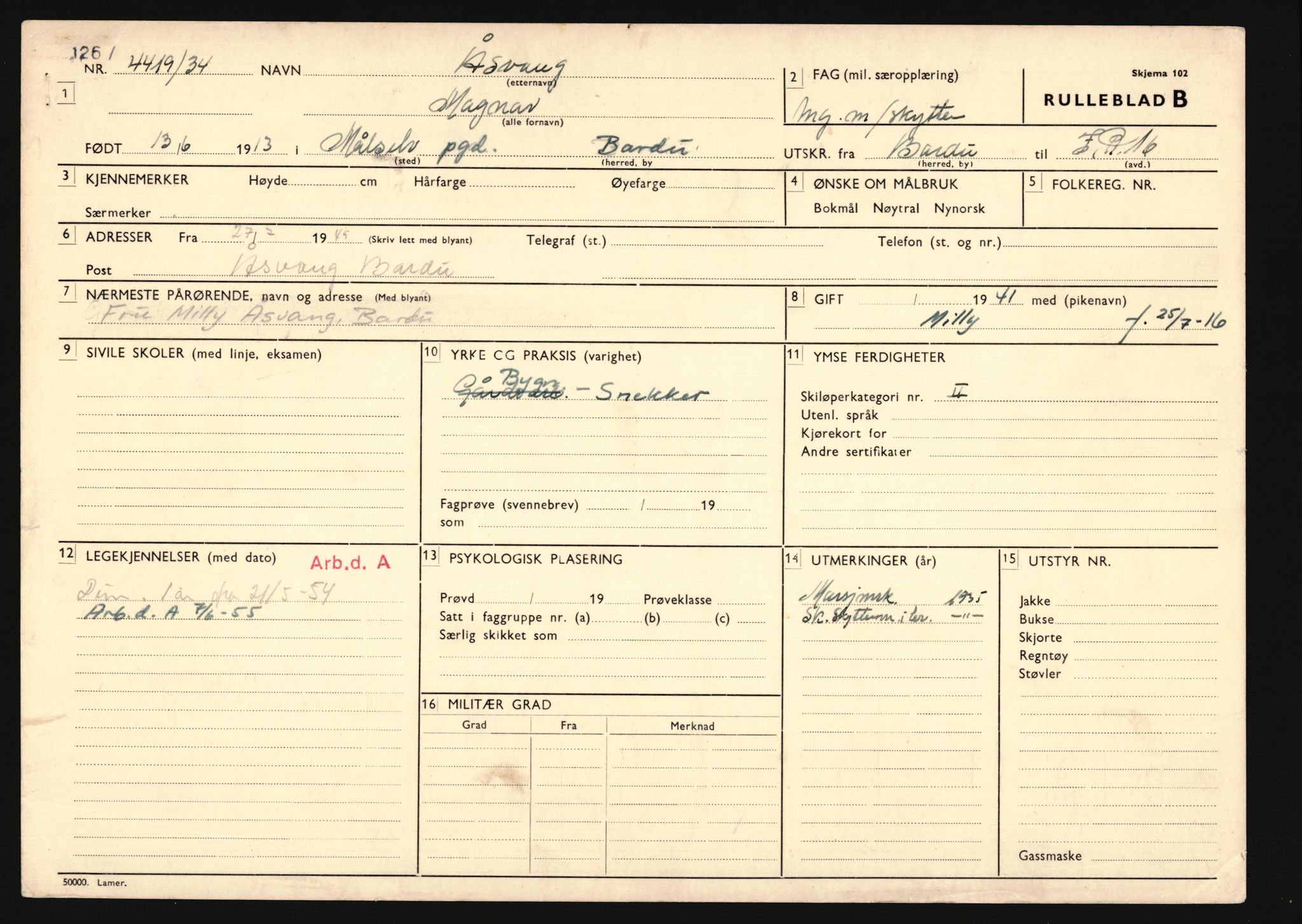 Forsvaret, Troms infanteriregiment nr. 16, AV/RA-RAFA-3146/P/Pa/L0018: Rulleblad for regimentets menige mannskaper, årsklasse 1934, 1934, p. 1275