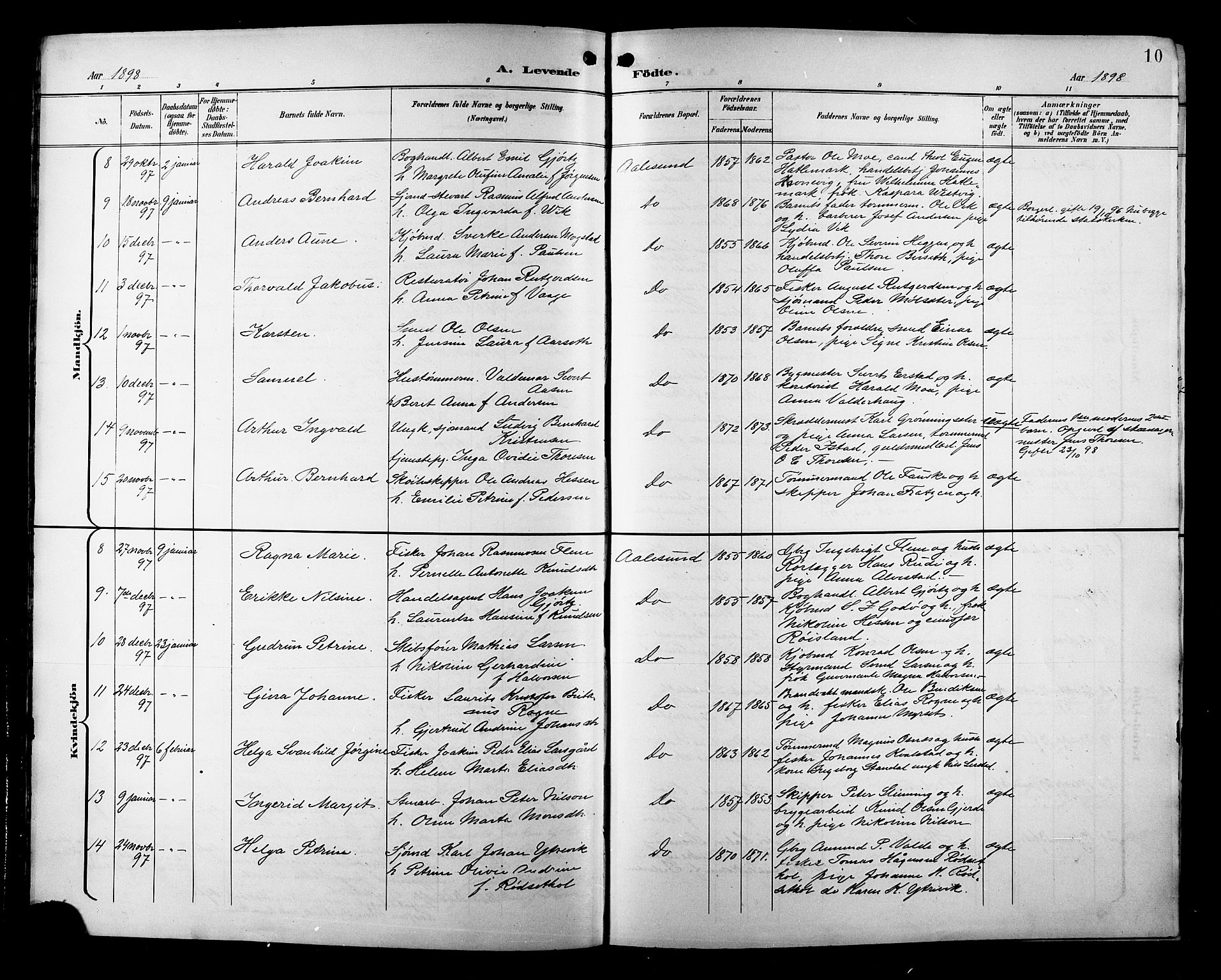 Ministerialprotokoller, klokkerbøker og fødselsregistre - Møre og Romsdal, AV/SAT-A-1454/529/L0468: Parish register (copy) no. 529C05, 1897-1908, p. 10