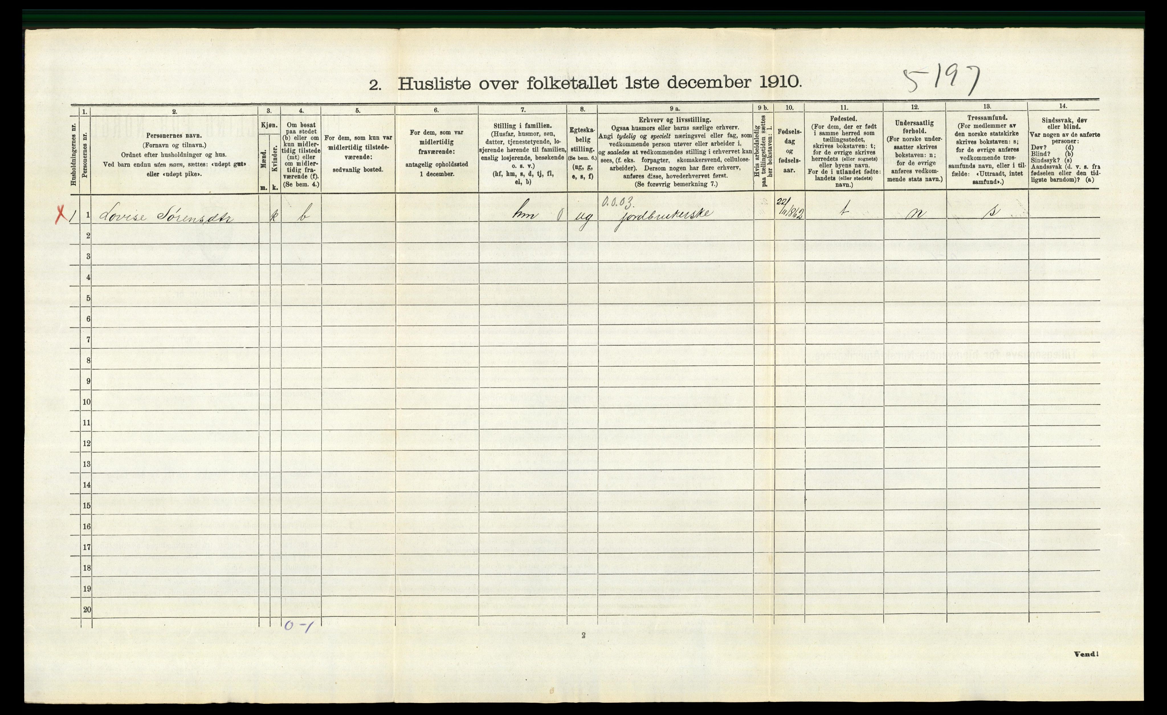 RA, 1910 census for Hof, 1910, p. 735