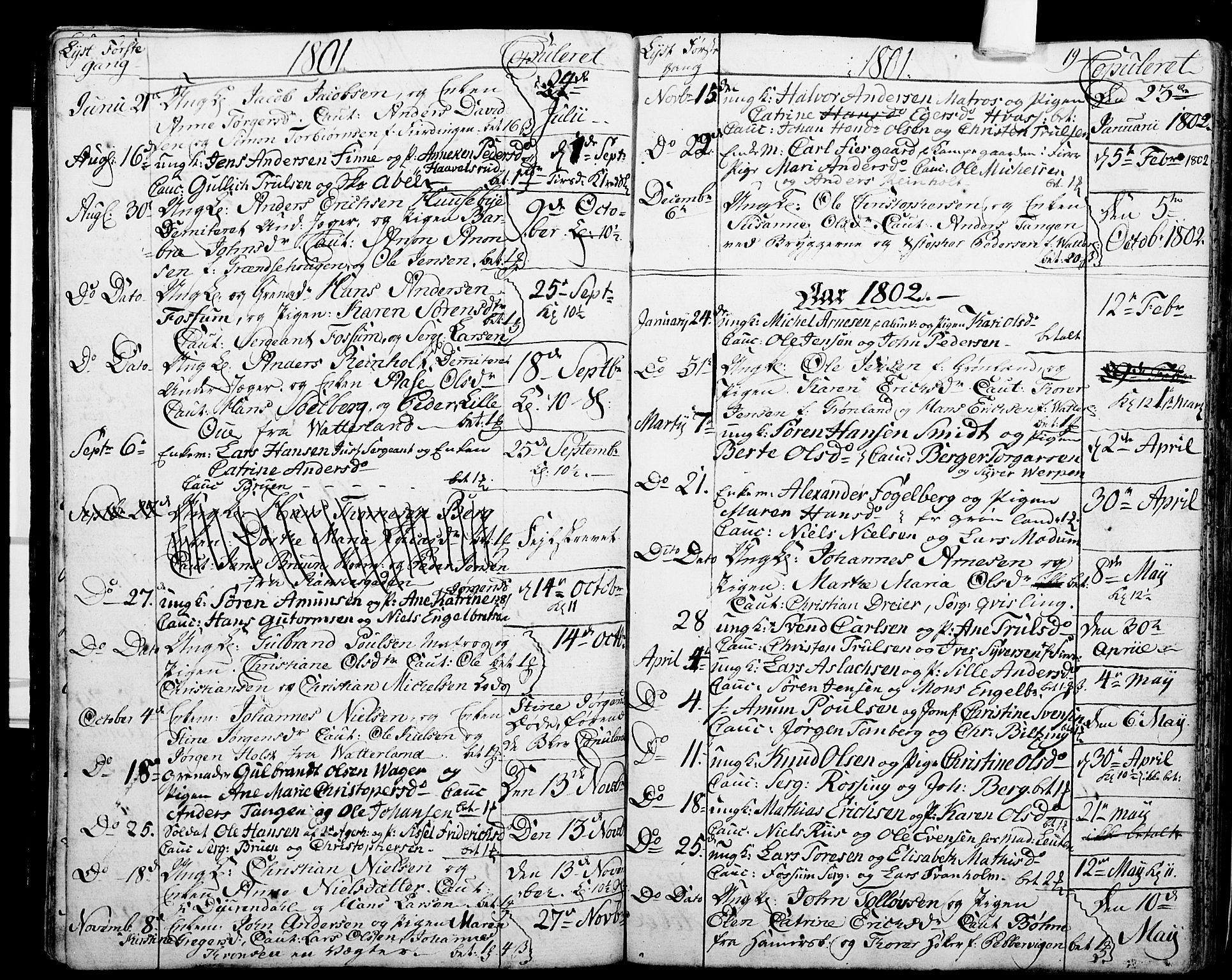 Garnisonsmenigheten Kirkebøker, SAO/A-10846/G/Ga/L0001: Parish register (copy) no. 1, 1796-1814, p. 18-19