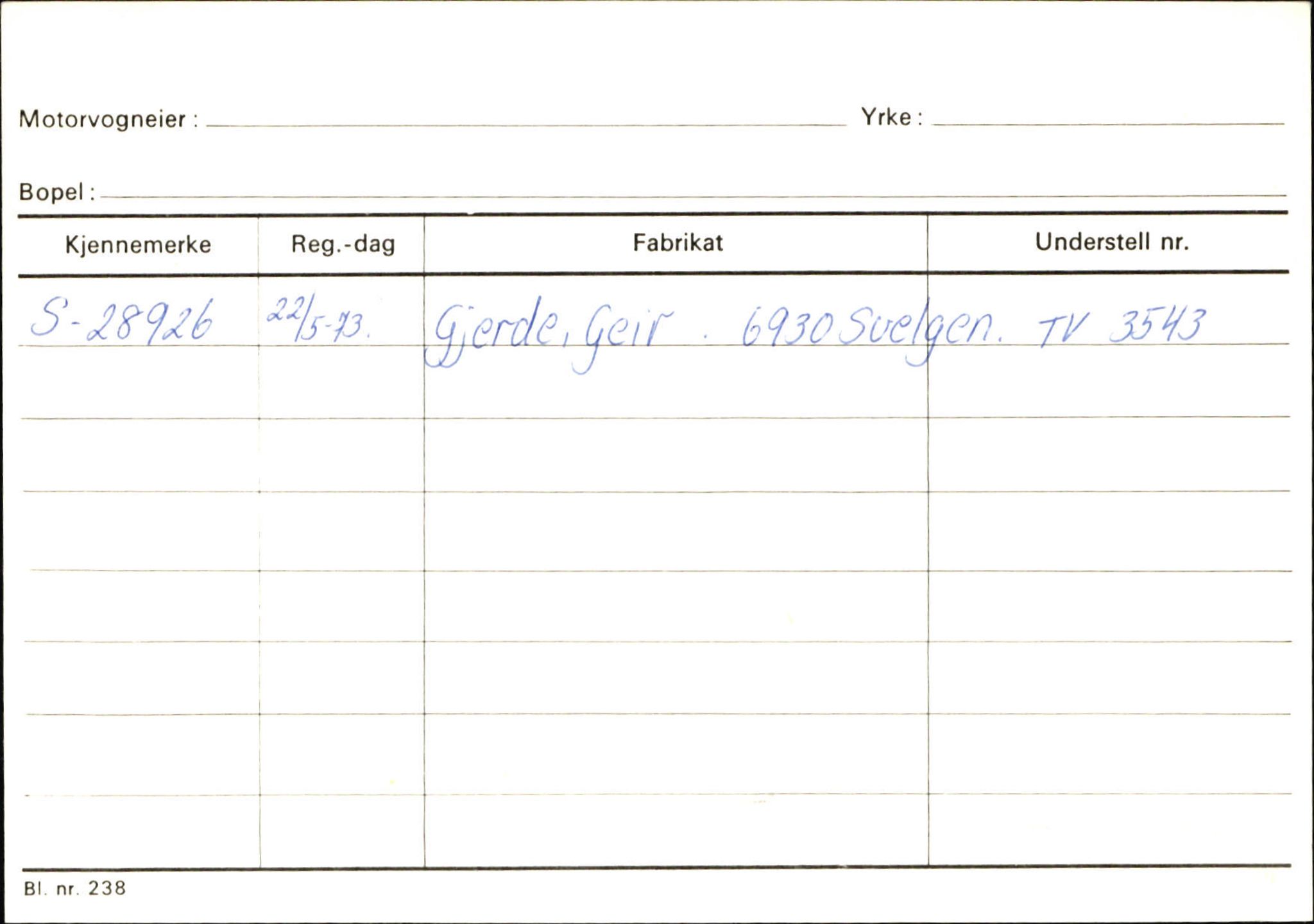 Statens vegvesen, Sogn og Fjordane vegkontor, AV/SAB-A-5301/4/F/L0133: Eigarregister Bremanger A-Å. Gaular A-H, 1945-1975, p. 346