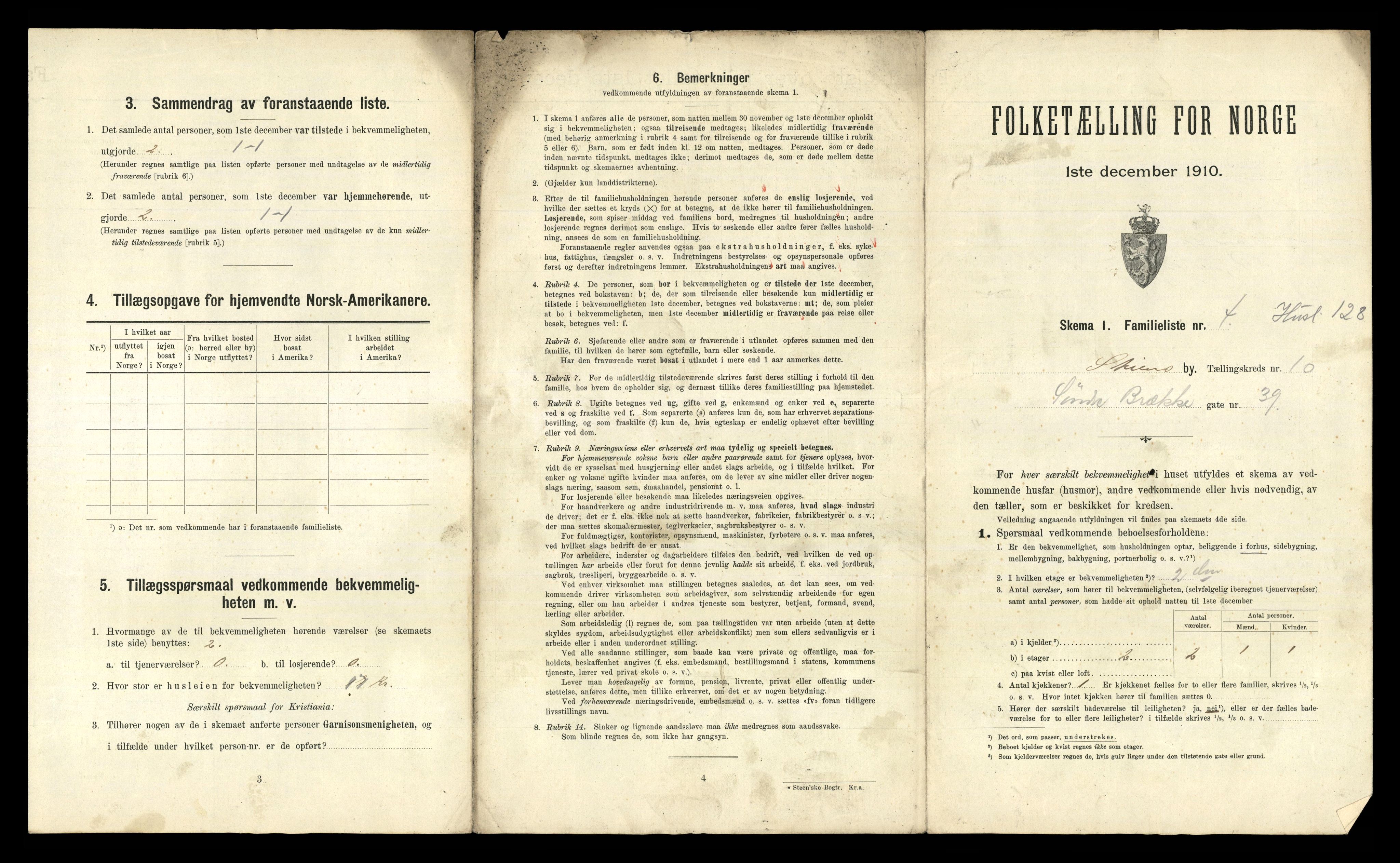 RA, 1910 census for Skien, 1910, p. 6656