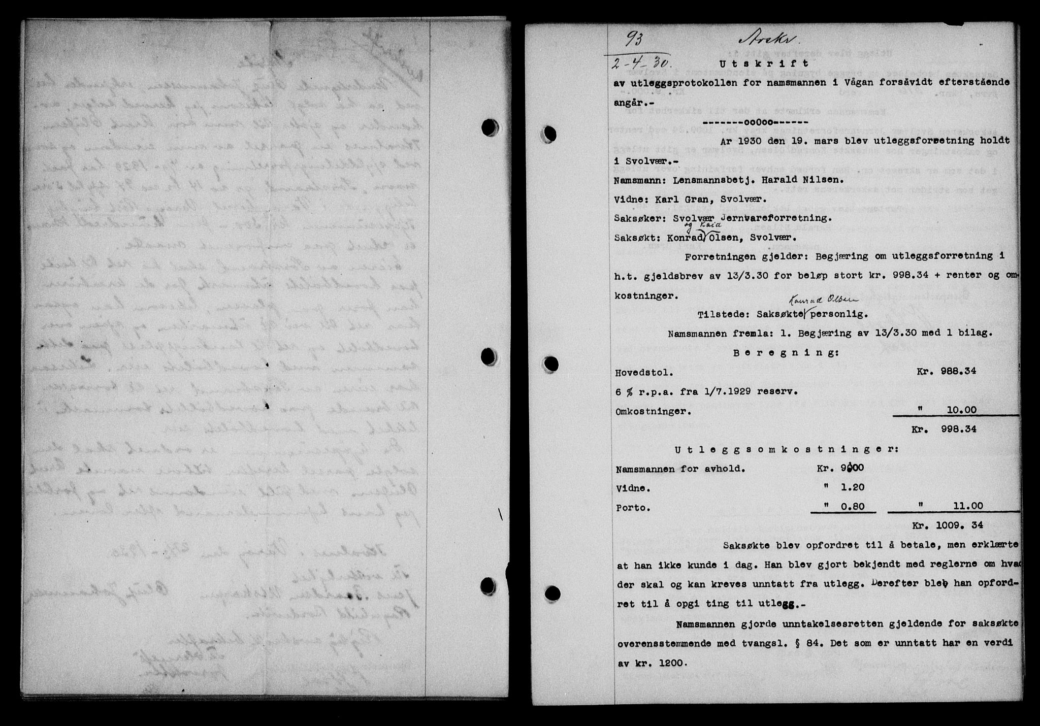 Lofoten sorenskriveri, SAT/A-0017/1/2/2C/L0021b: Mortgage book no. 21b, 1930-1930, Deed date: 02.04.1930