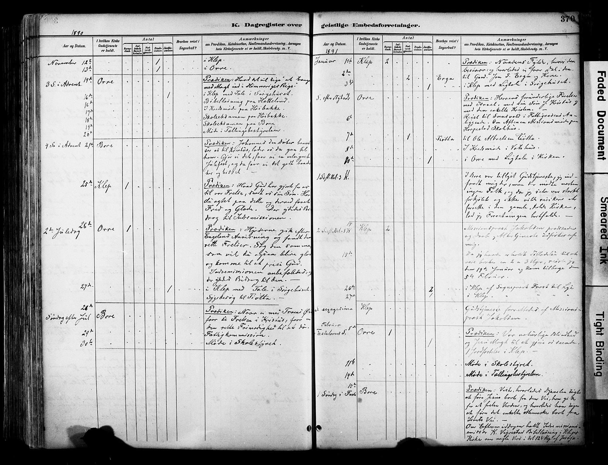 Klepp sokneprestkontor, SAST/A-101803/001/3/30BA/L0009: Parish register (official) no. A 7, 1886-1915, p. 370