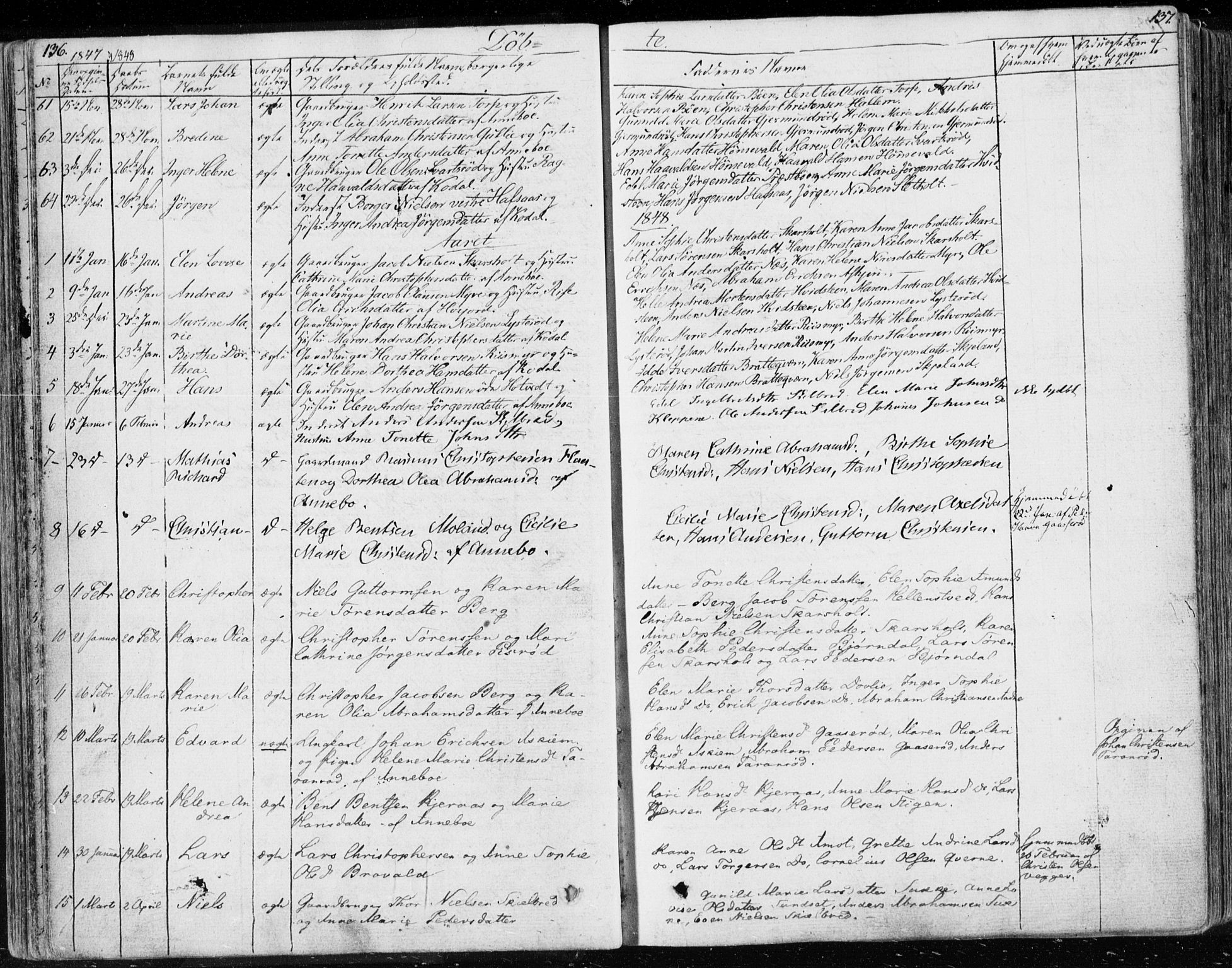 Andebu kirkebøker, AV/SAKO-A-336/F/Fa/L0004: Parish register (official) no. 4, 1829-1856, p. 136-137