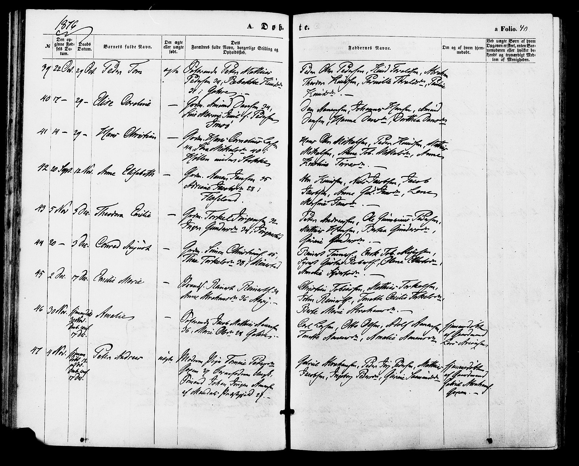 Sør-Audnedal sokneprestkontor, AV/SAK-1111-0039/F/Fa/Faa/L0003: Parish register (official) no. A 3, 1868-1883, p. 40