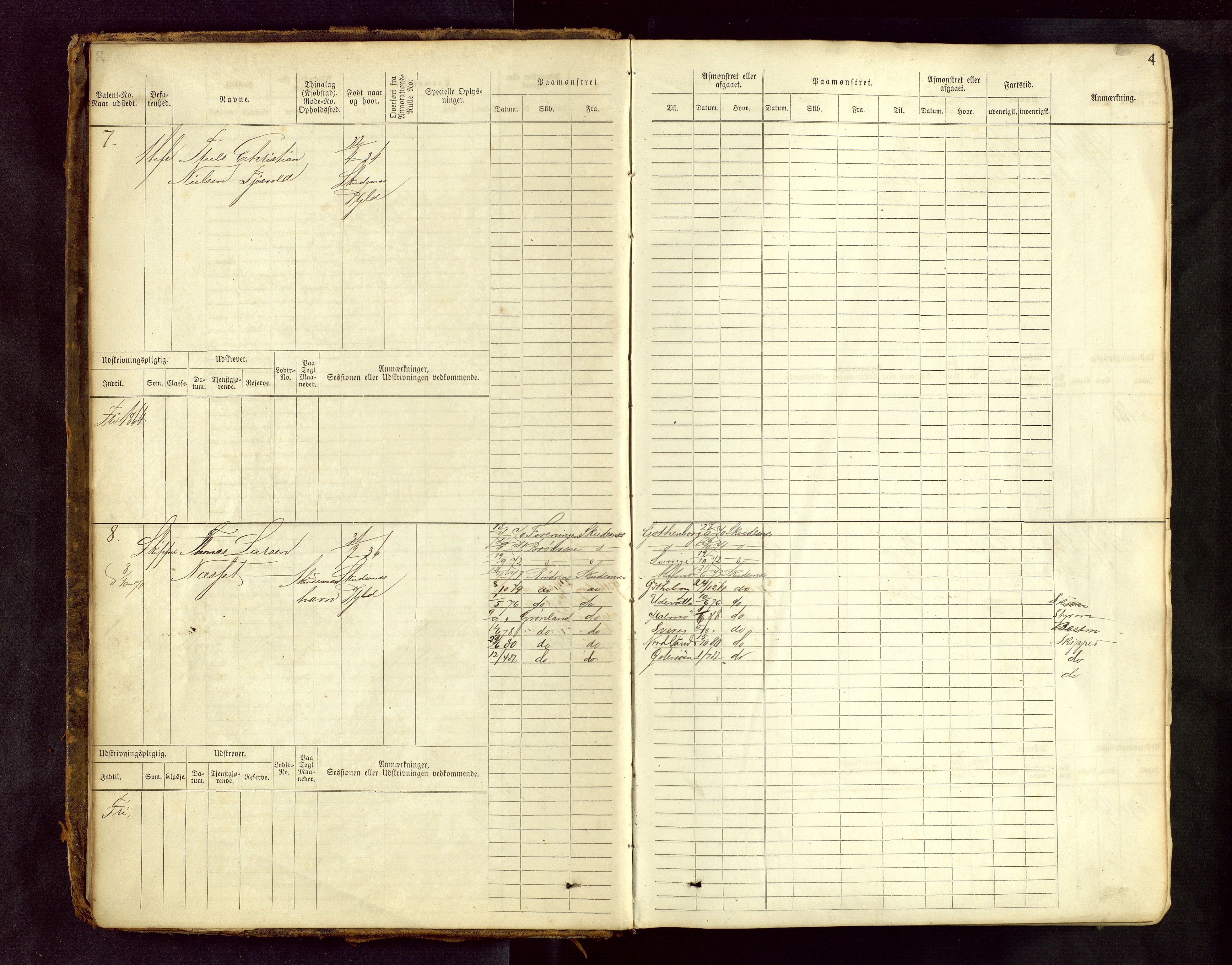 Haugesund sjømannskontor, AV/SAST-A-102007/F/Fb/Fbb/L0001: Sjøfartsrulle Skudenes krets No 1 - 958, 1860-1948, p. 4
