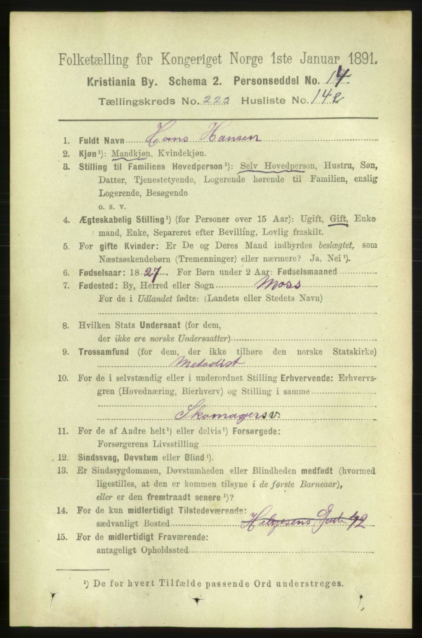 RA, 1891 census for 0301 Kristiania, 1891, p. 134723