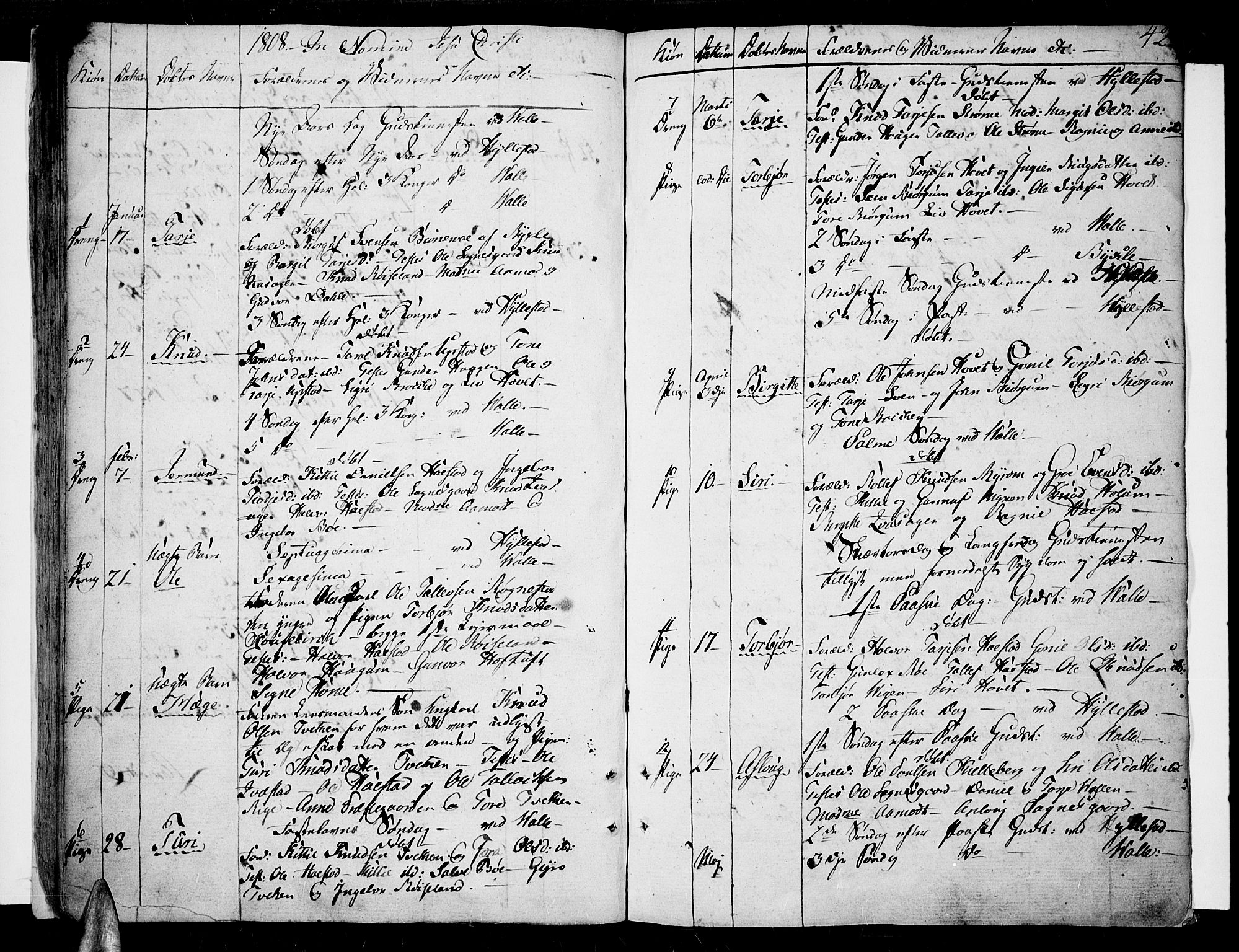 Valle sokneprestkontor, SAK/1111-0044/F/Fa/Fac/L0004: Parish register (official) no. A 4, 1790-1816, p. 42