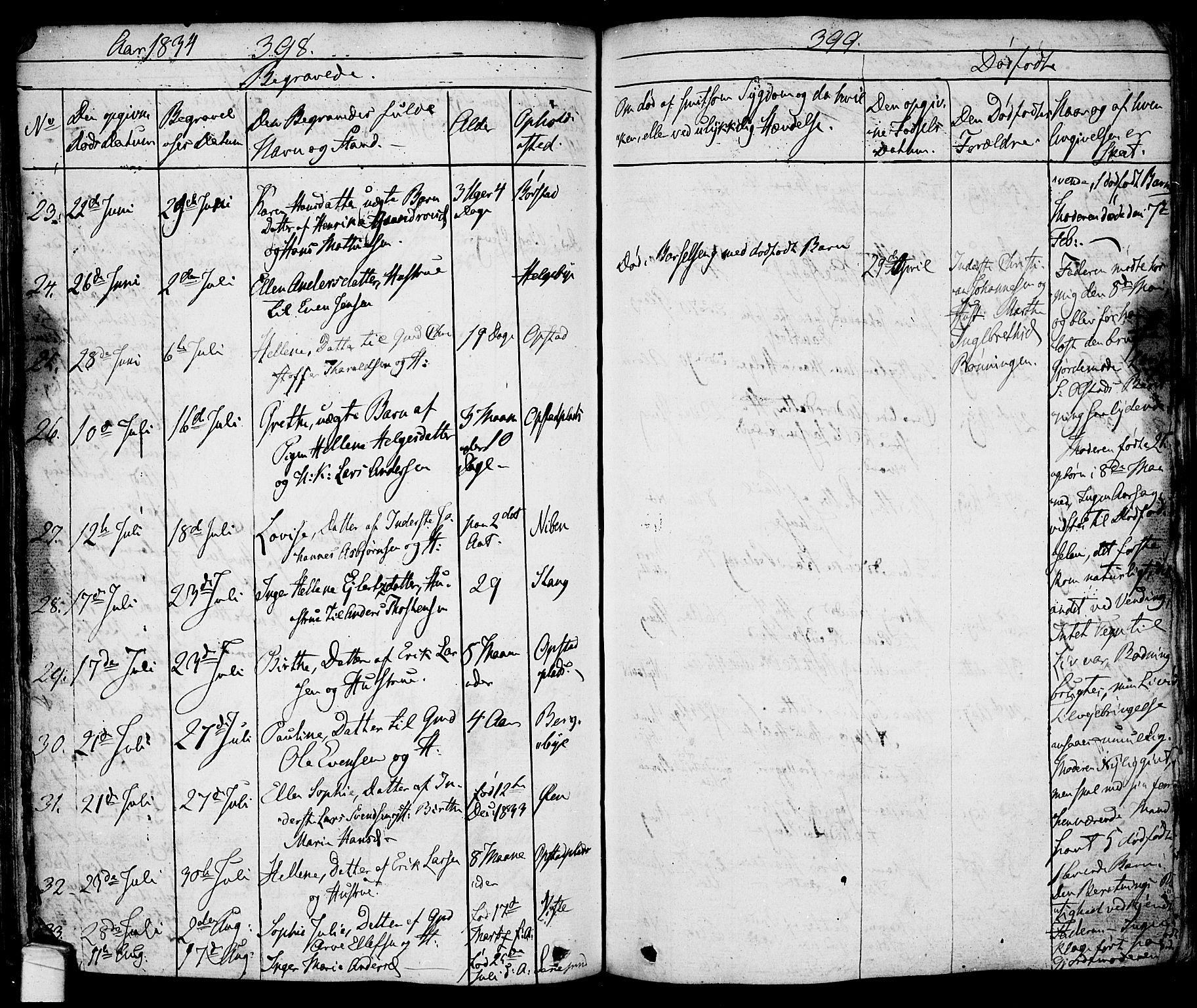 Tune prestekontor Kirkebøker, AV/SAO-A-2007/F/Fa/L0007: Parish register (official) no. 7, 1831-1837, p. 398-399