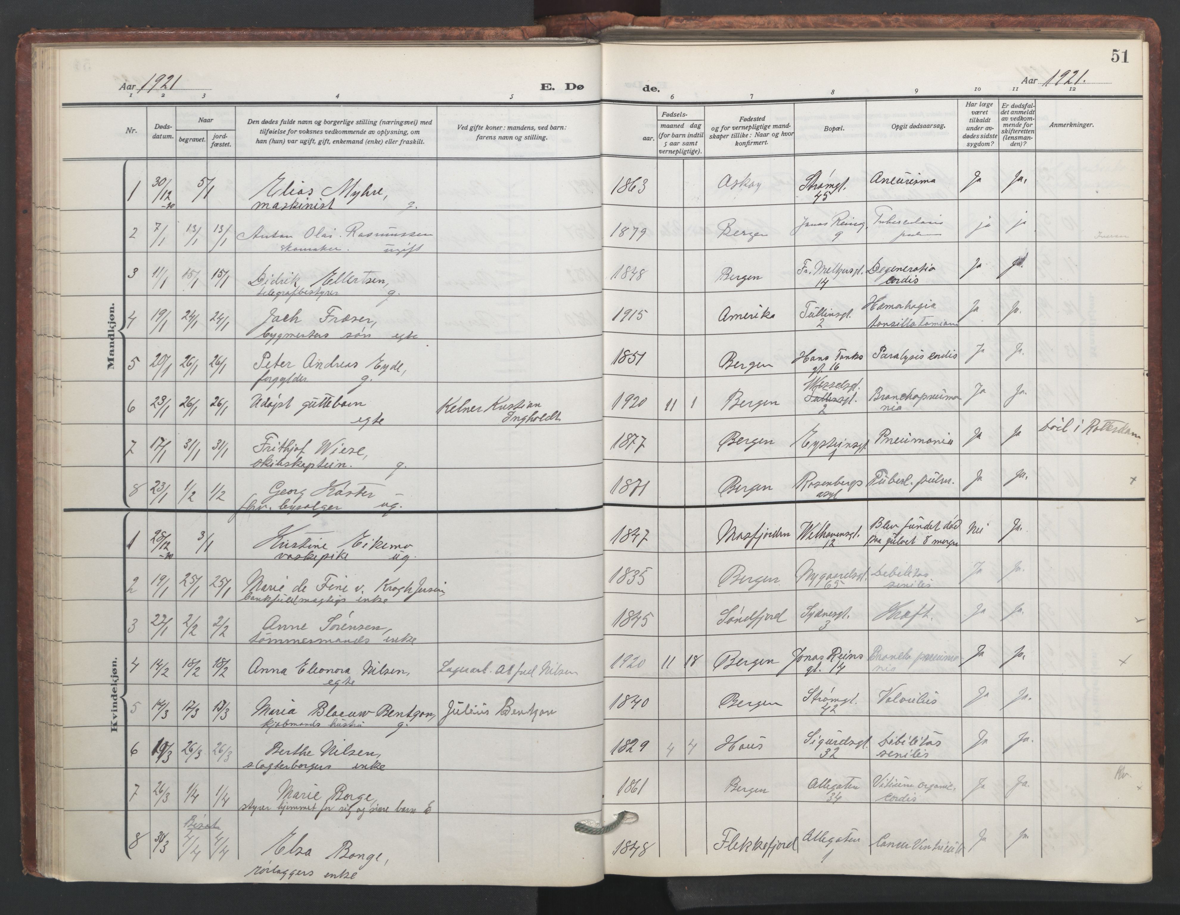 Johanneskirken sokneprestembete, SAB/A-76001/H/Hab: Parish register (copy) no. D 2, 1916-1950, p. 50b-51a