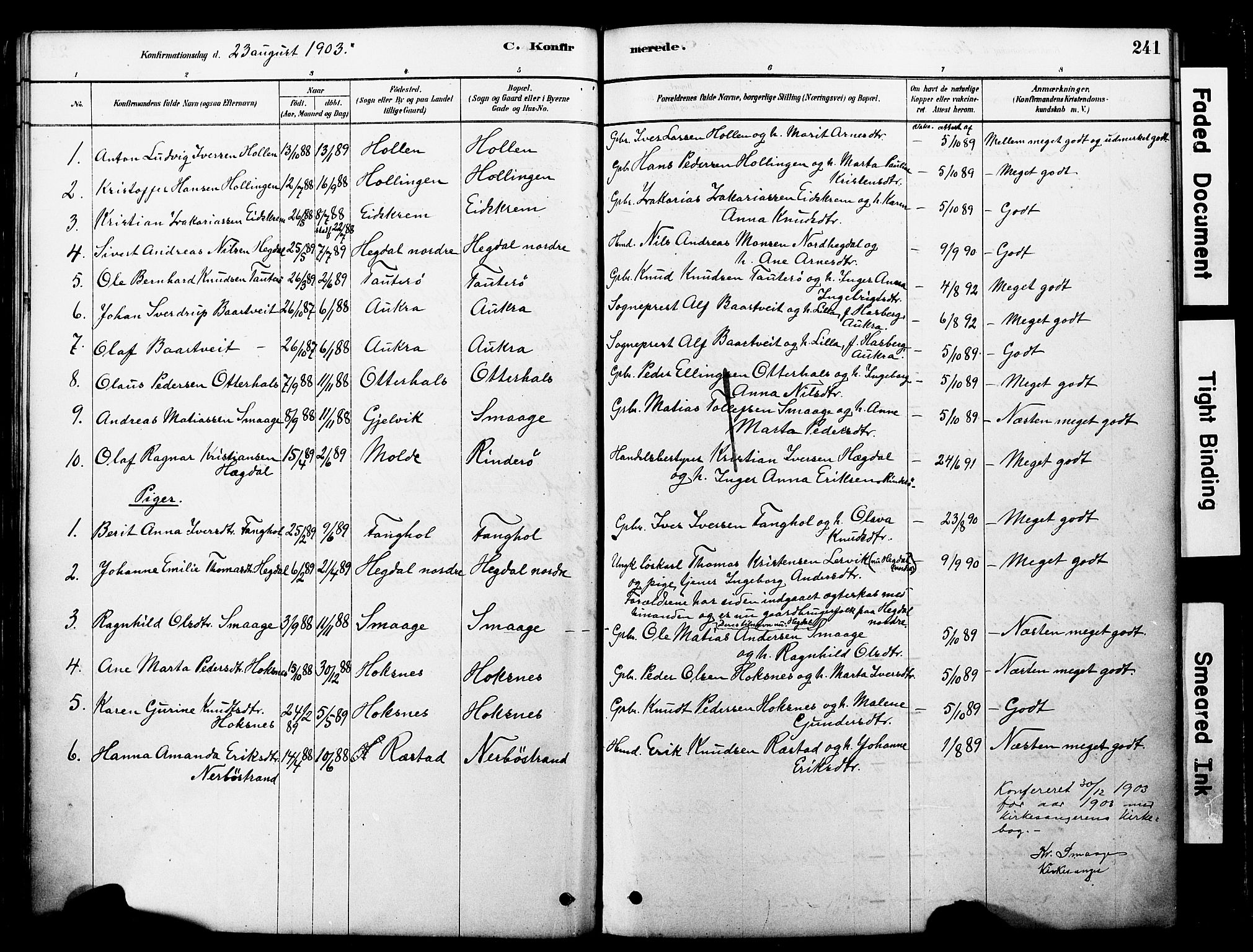 Ministerialprotokoller, klokkerbøker og fødselsregistre - Møre og Romsdal, SAT/A-1454/560/L0721: Parish register (official) no. 560A05, 1878-1917, p. 241