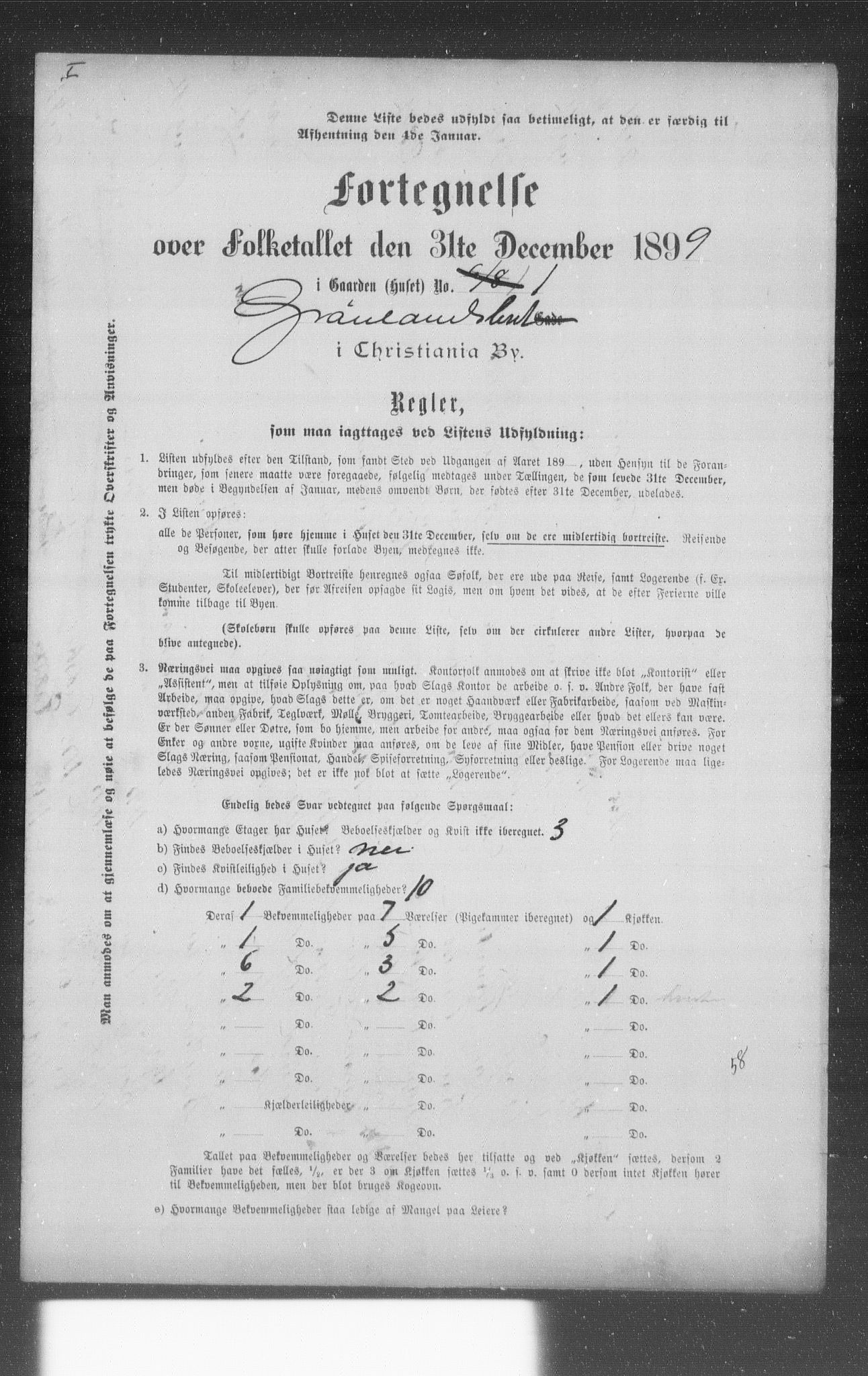 OBA, Municipal Census 1899 for Kristiania, 1899, p. 4213