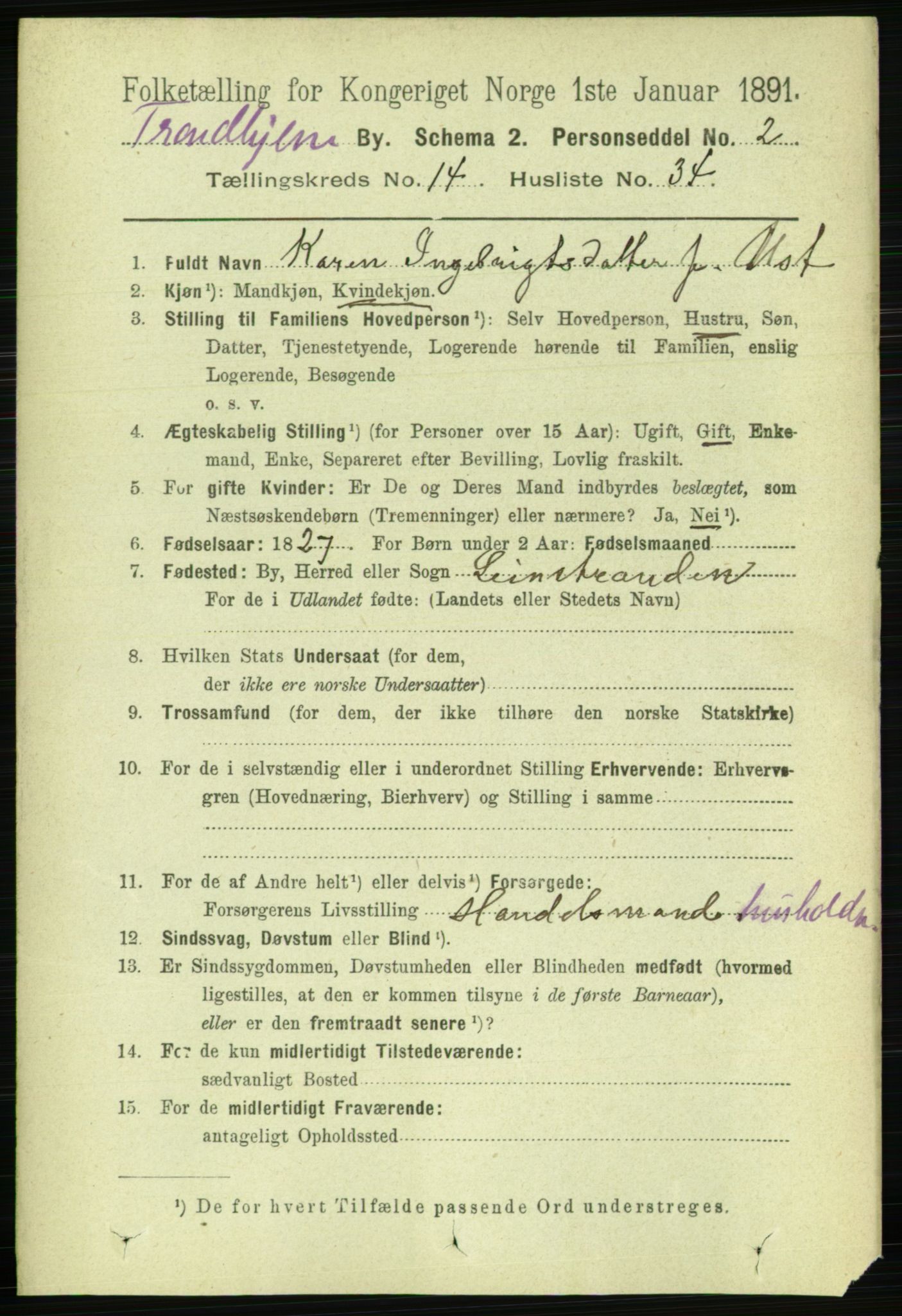 RA, 1891 census for 1601 Trondheim, 1891, p. 11438