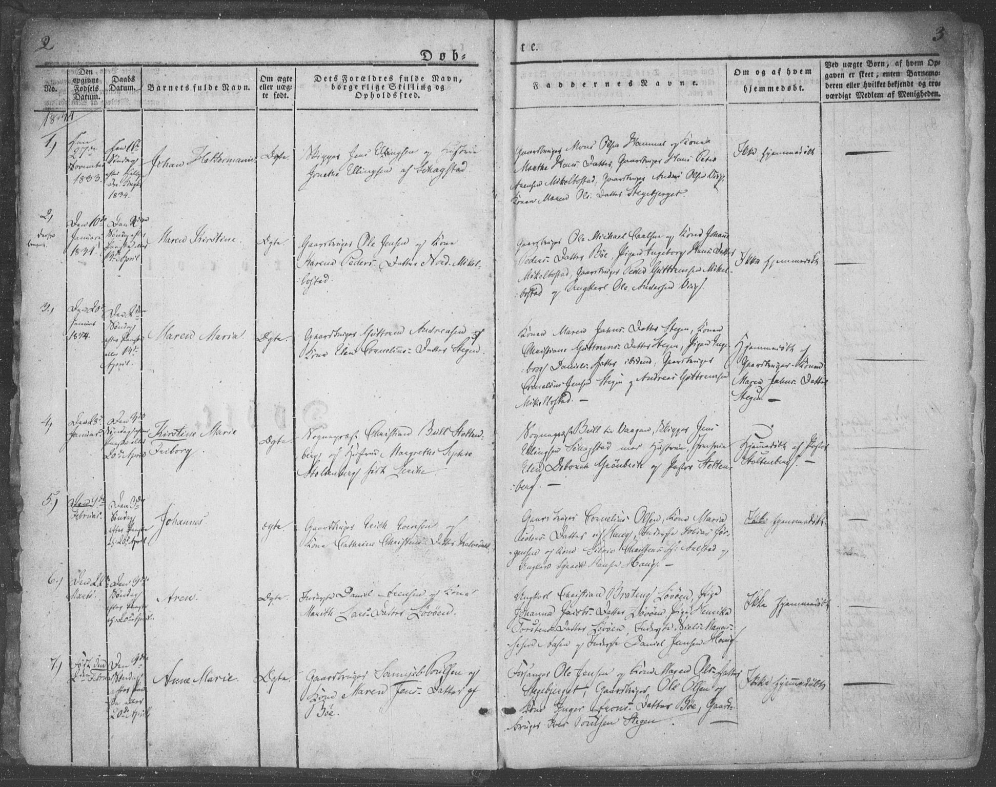 Ministerialprotokoller, klokkerbøker og fødselsregistre - Nordland, AV/SAT-A-1459/855/L0799: Parish register (official) no. 855A07, 1834-1852, p. 2-3