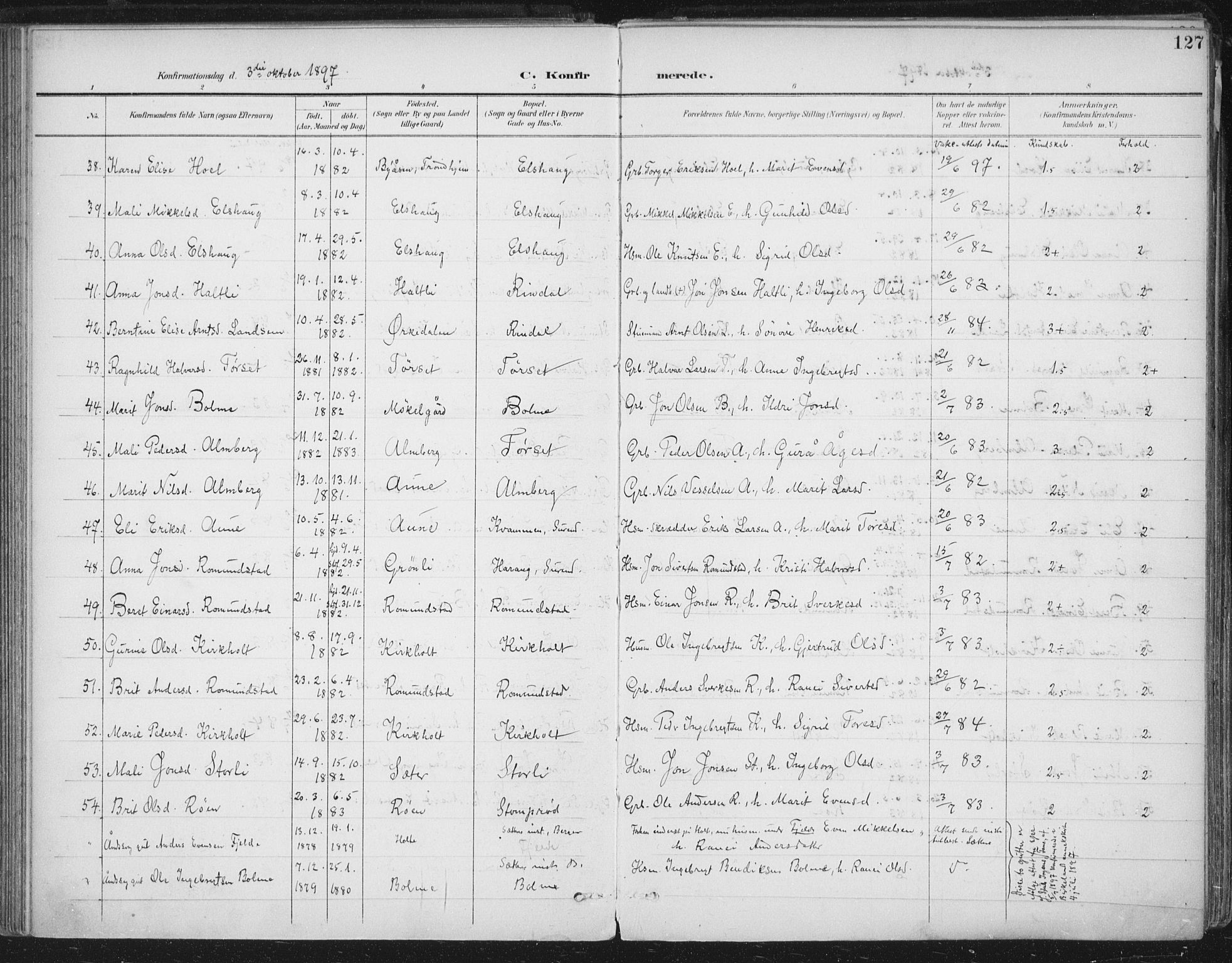 Ministerialprotokoller, klokkerbøker og fødselsregistre - Møre og Romsdal, AV/SAT-A-1454/598/L1072: Parish register (official) no. 598A06, 1896-1910, p. 127