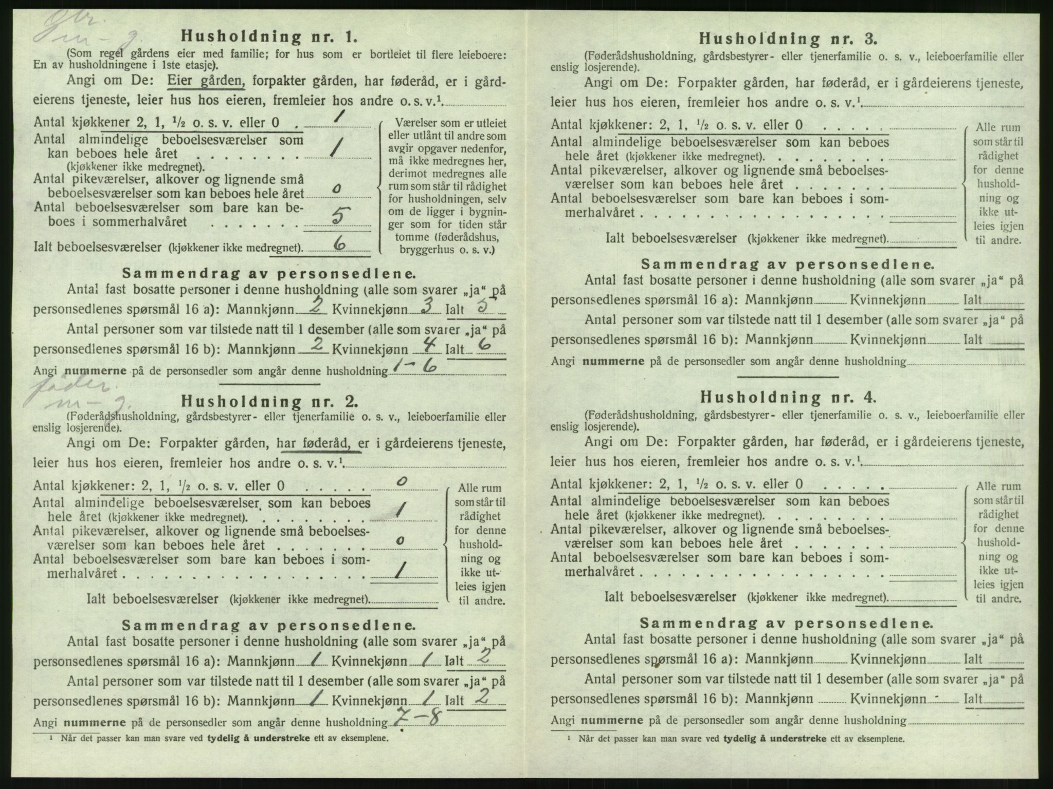 SAT, 1920 census for Nesna, 1920, p. 1044